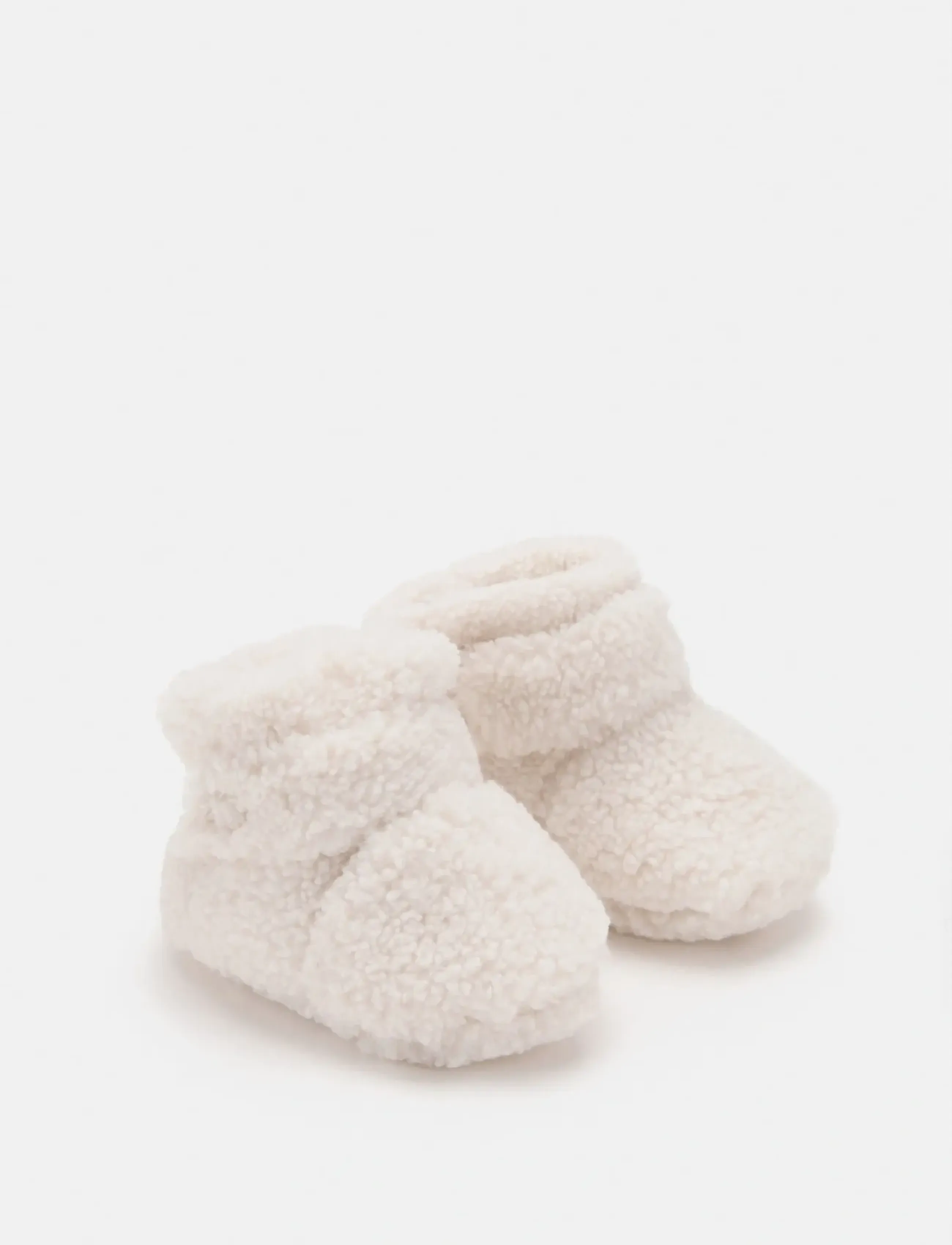 Mango Shearling booties - Schuhe - LIGHT BEIGE / white