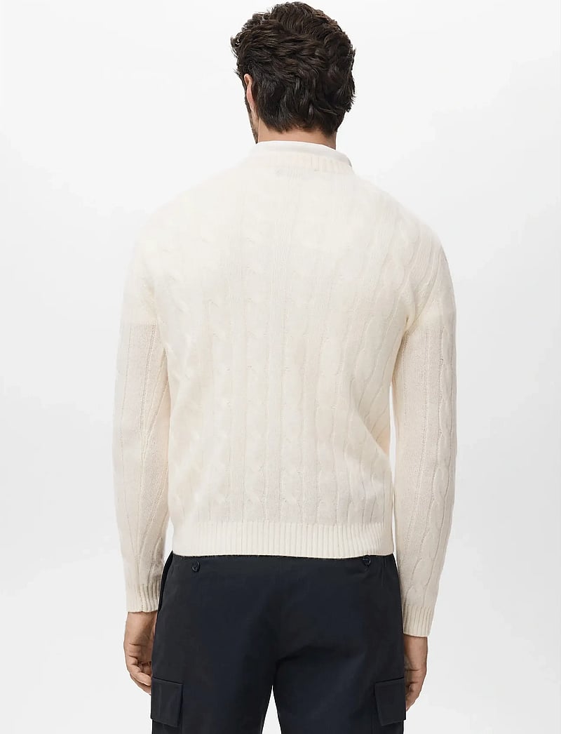 Mango - 100% wool braided sweater - rundhals - light beige - 3