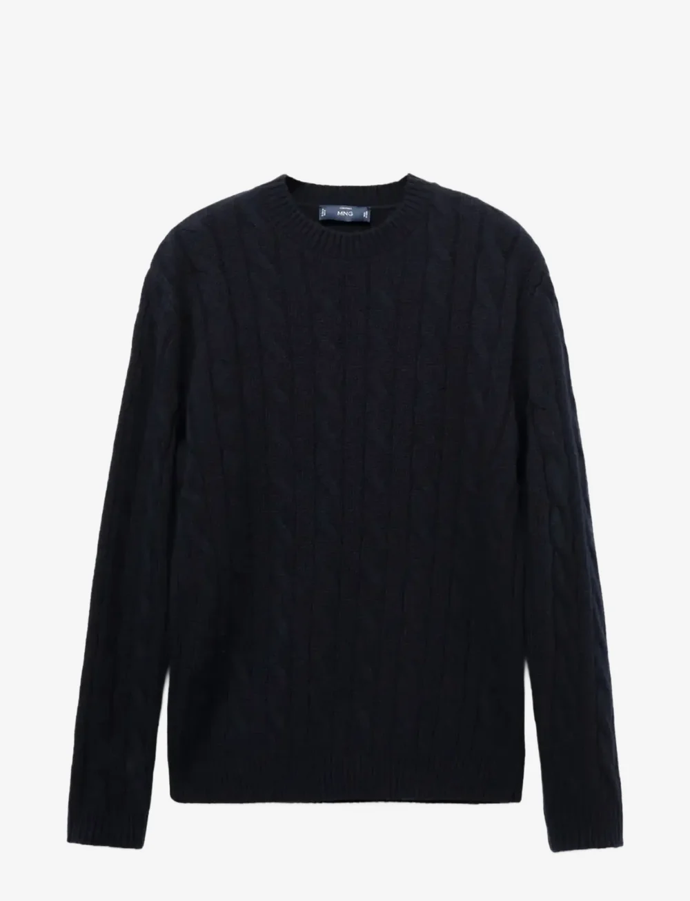Mango - 100% wool braided sweater - rund hals - navy - 1