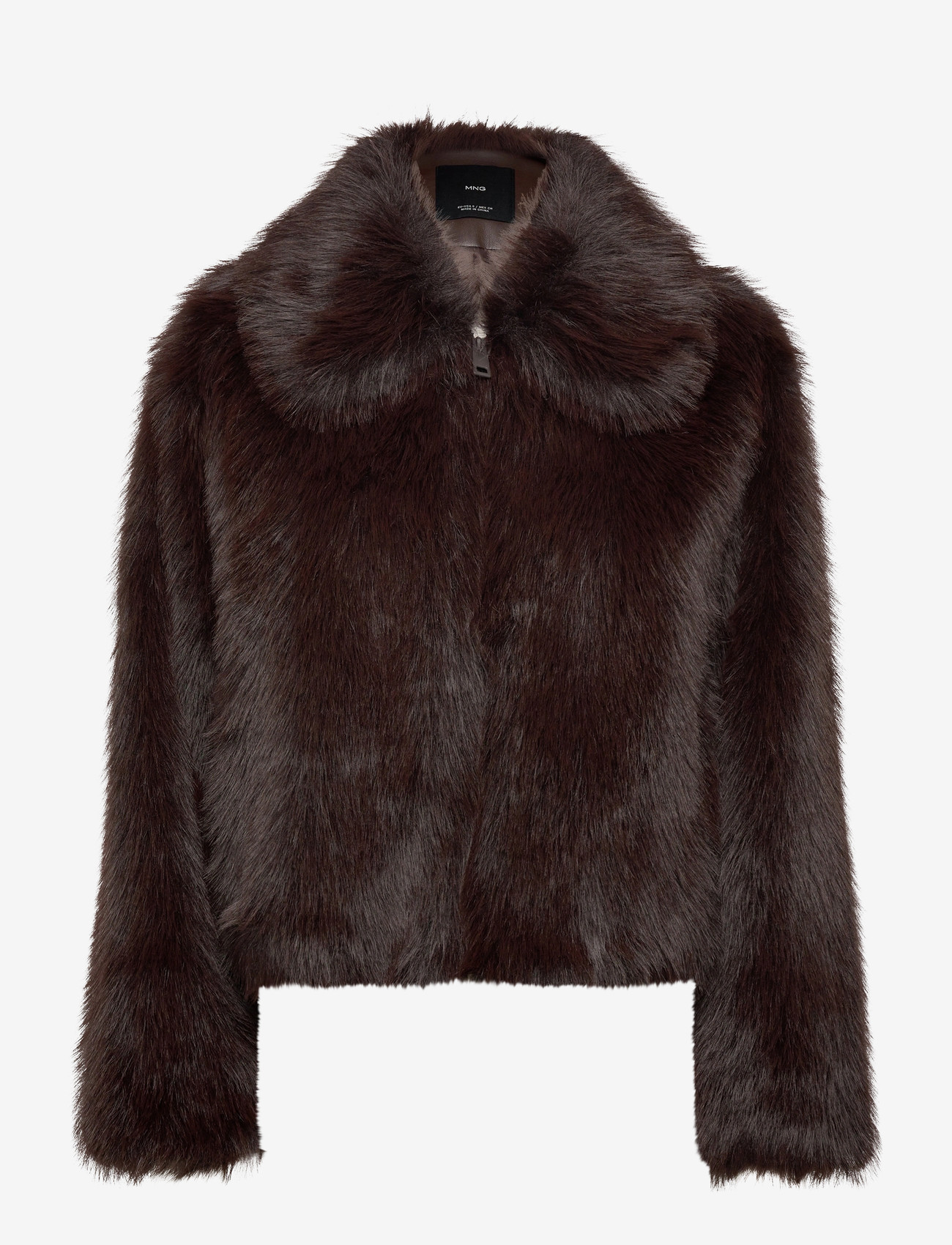 Mango - Faux-fur jacket with zip - overtøj - brown - 0