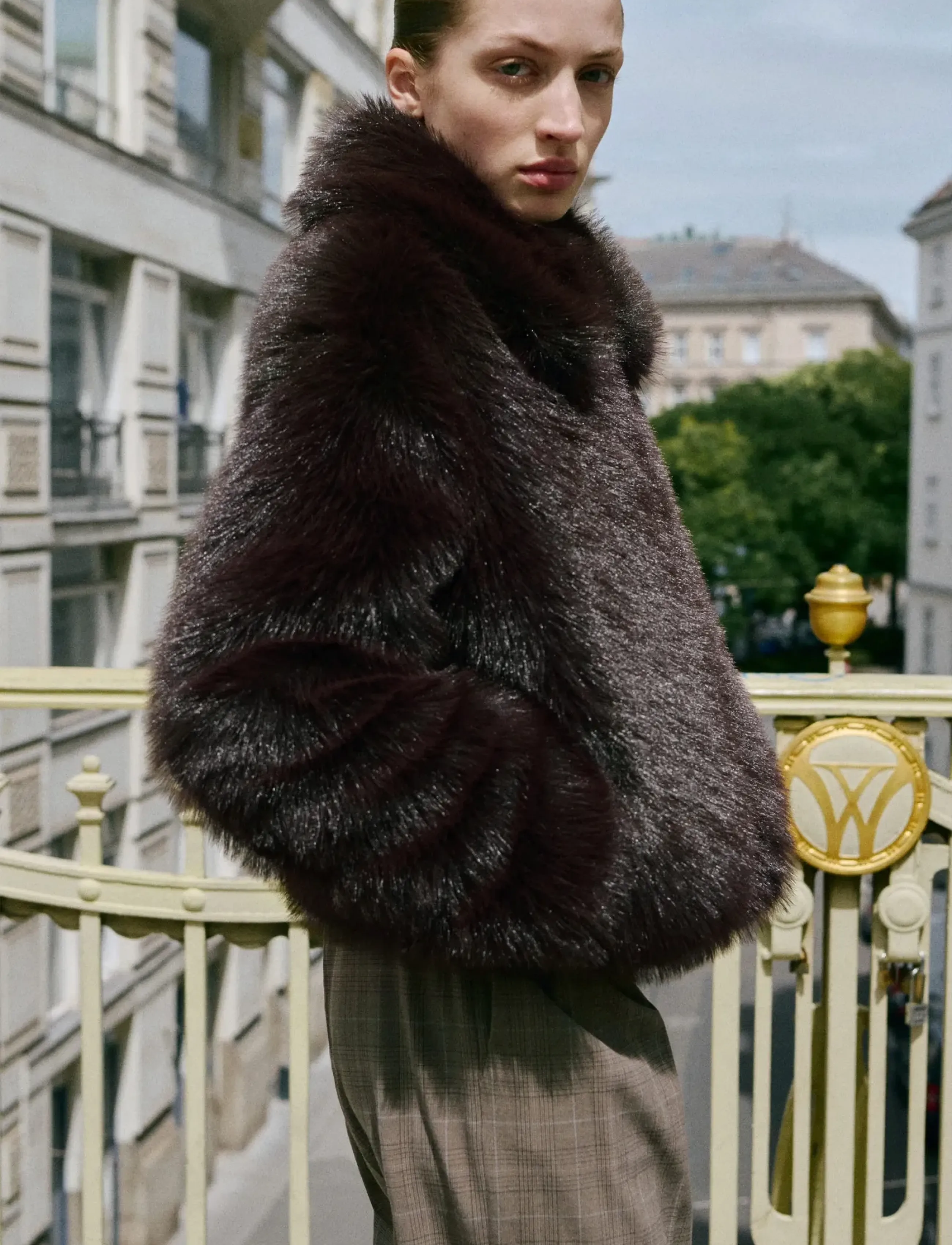 Mango - Faux-fur jacket with zip - kunstpelz - brown - 3