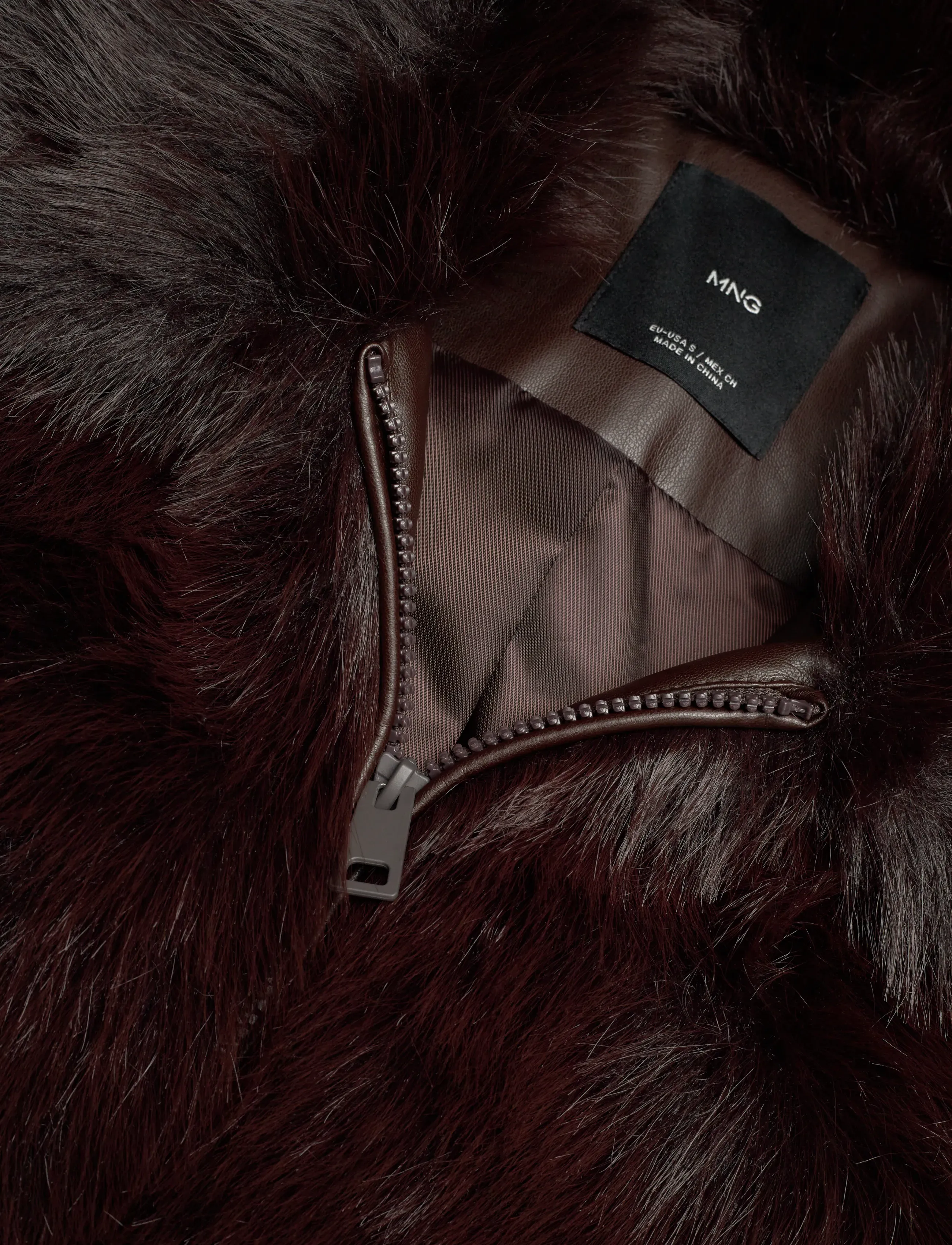 Mango - Faux-fur jacket with zip - kunstpelz - brown - 4