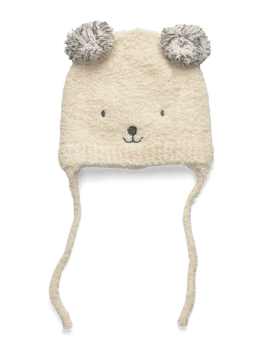 Mango - Bear knitted hat - vinterhuer - light beige - 0