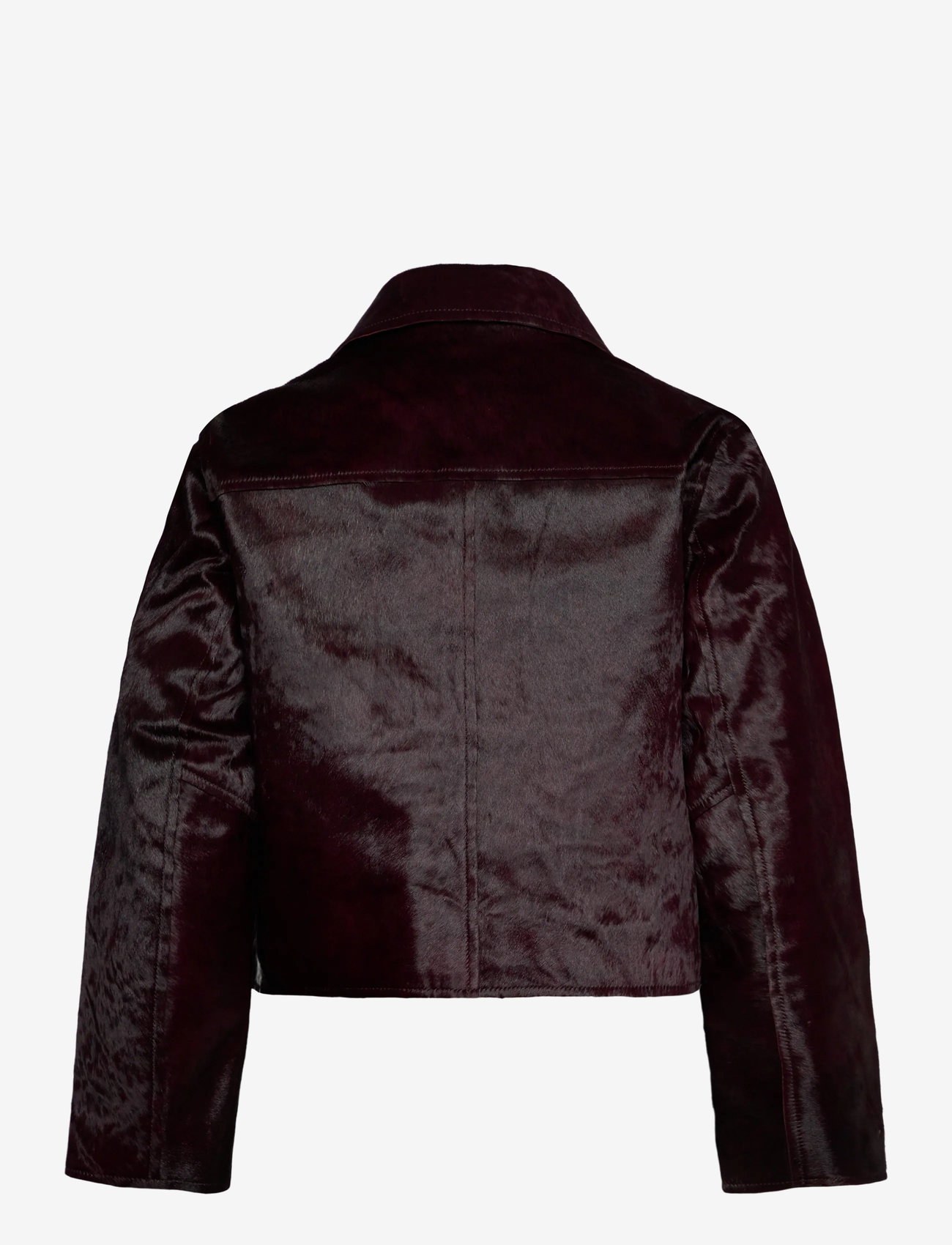 Mango - Leather jacket with fur pockets - forårsjakker - dark red - 1