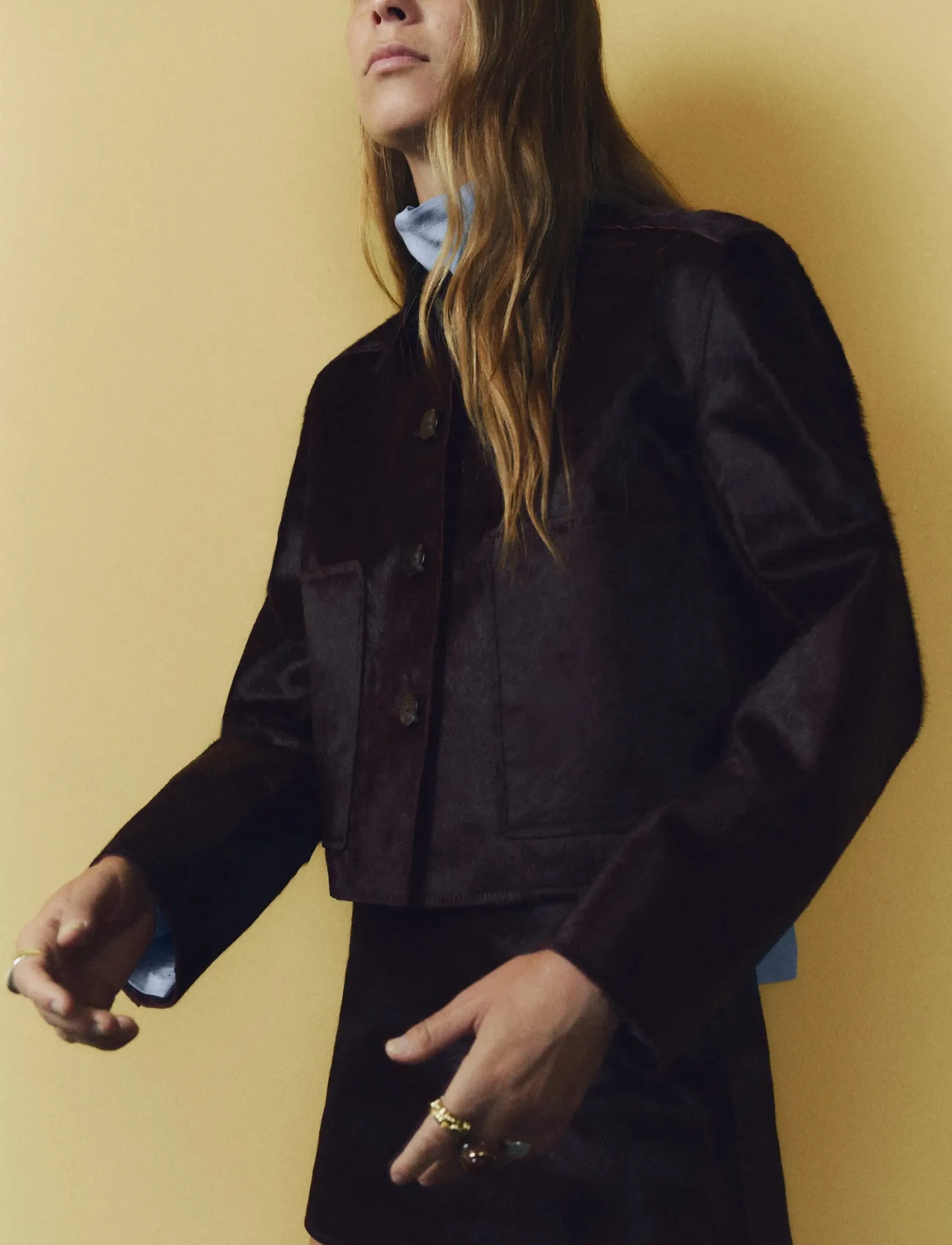 Mango Leather jacket with fur pockets - Læderjakker - DARK RED / burgundy