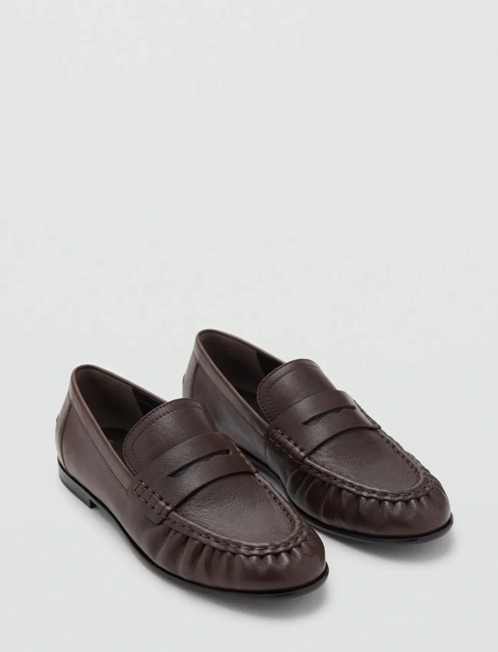 Mango - Leather penny loafers - særlige begivenheder - dark brown - 0