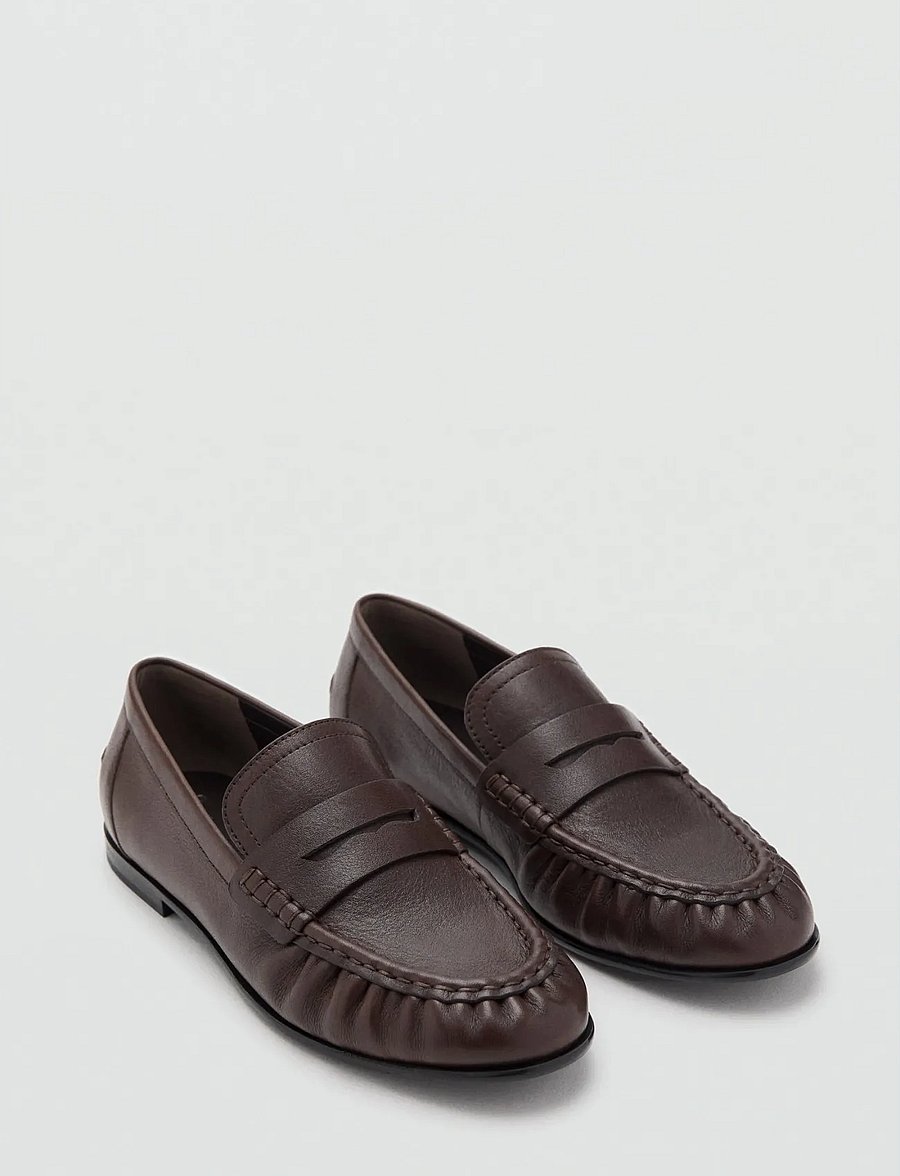 Mango - Leather penny loafers - dark brown - 0