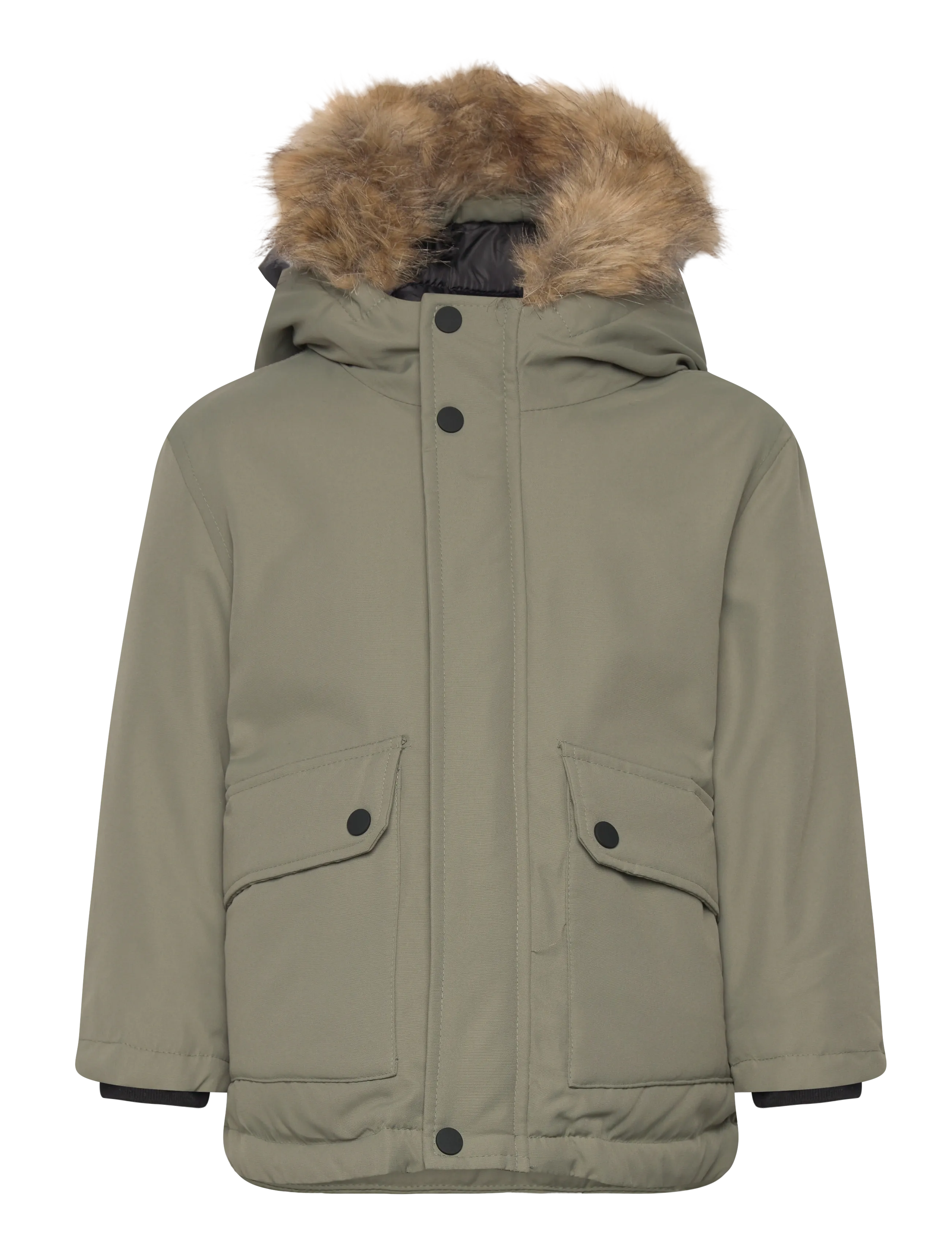 MANGO Anorak With Shearling-Effect Hood Khaki - 2-3 - Kinder