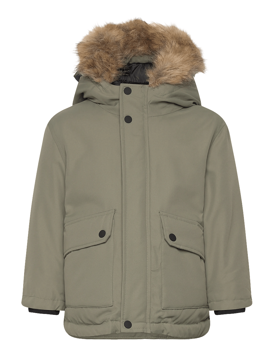 Mango - Anorak with shearling-effect hood - anorakker - green - 0