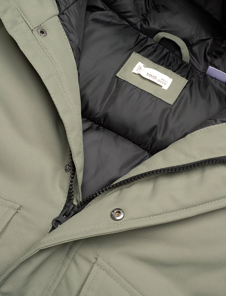 Mango - Anorak with shearling-effect hood - anorakker - green - 2