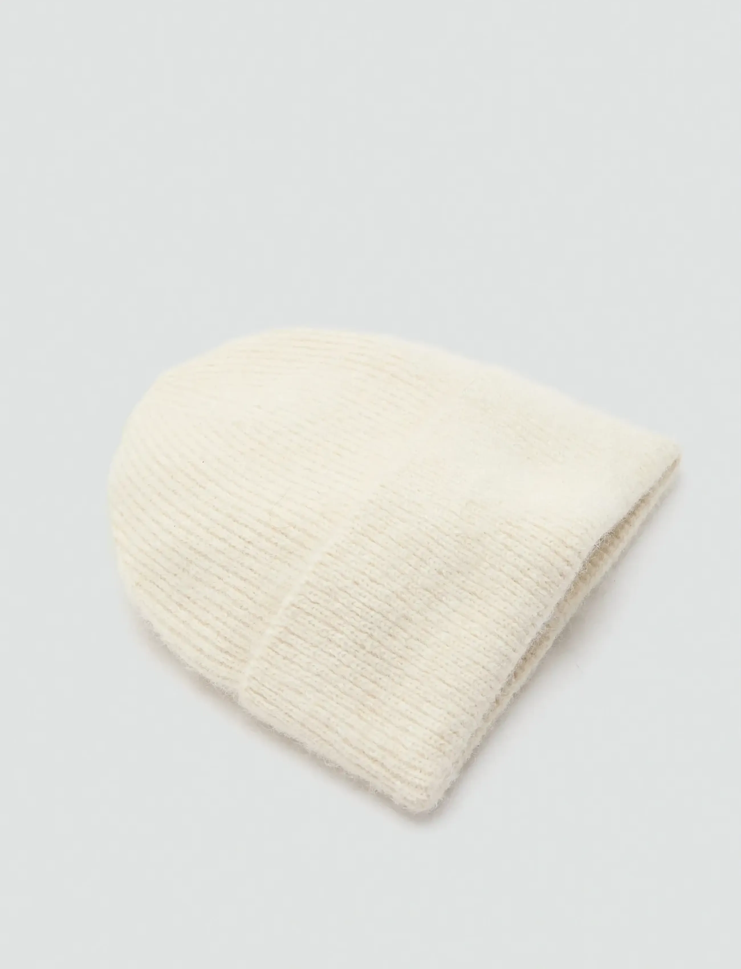 Mango Rib-Knit Cap, One Size, Headwear, Creme - Beanies, Frauen