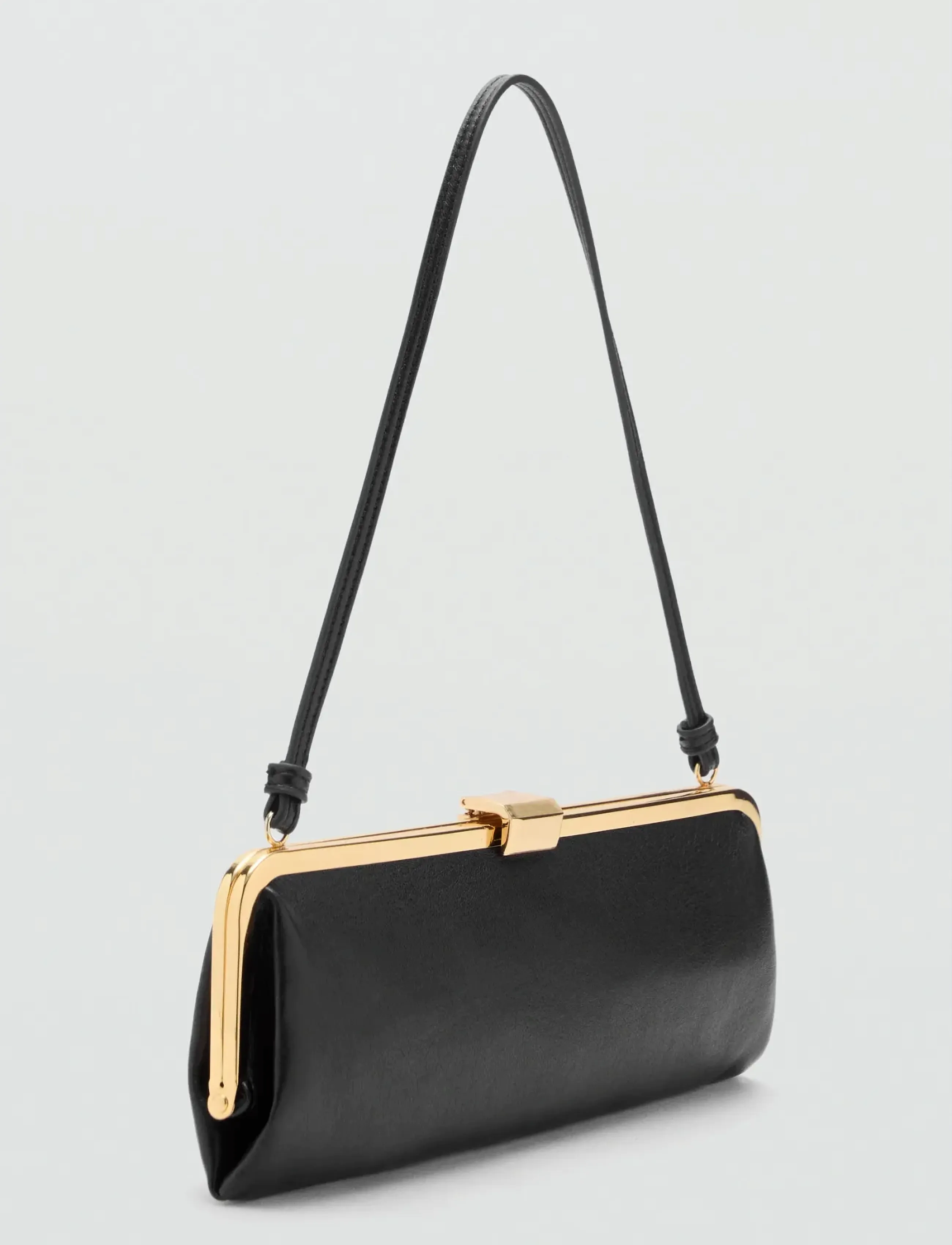Mango Metallic clutch handbag - Mango - BLACK / black