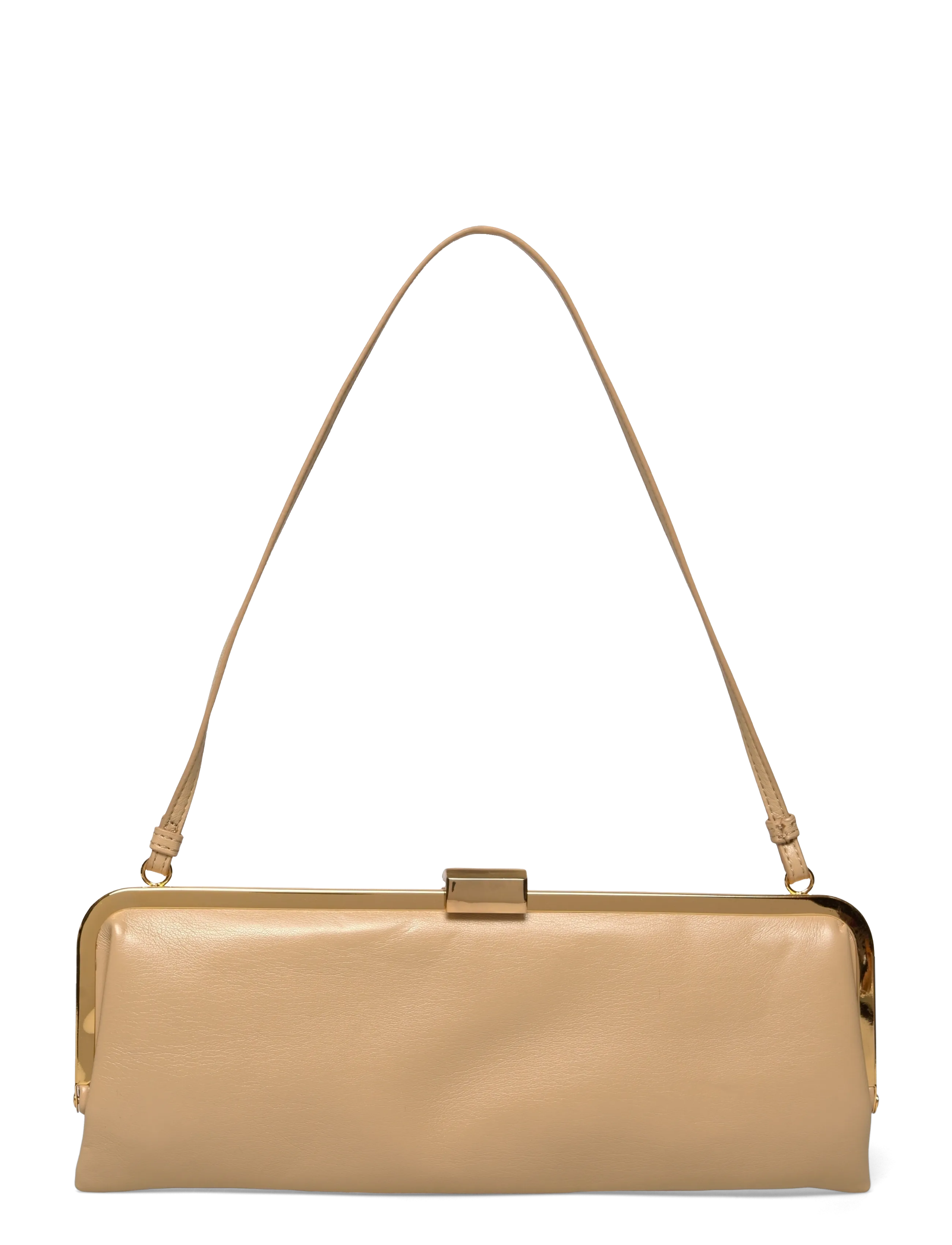 Mango Metallic clutch handbag - Kopertówki - YELLOW / beige