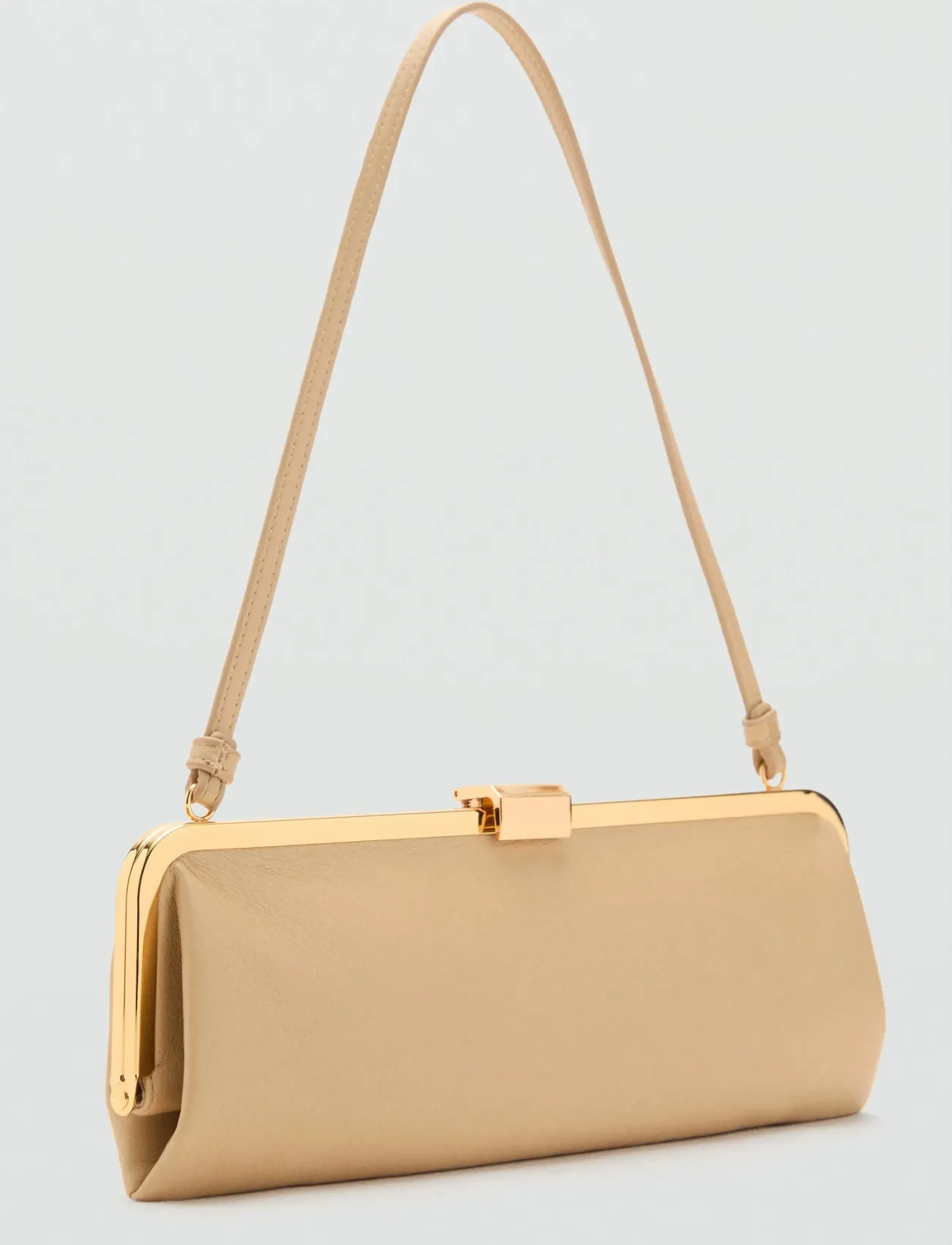 Mango Metallic clutch handbag - Mango - YELLOW / beige