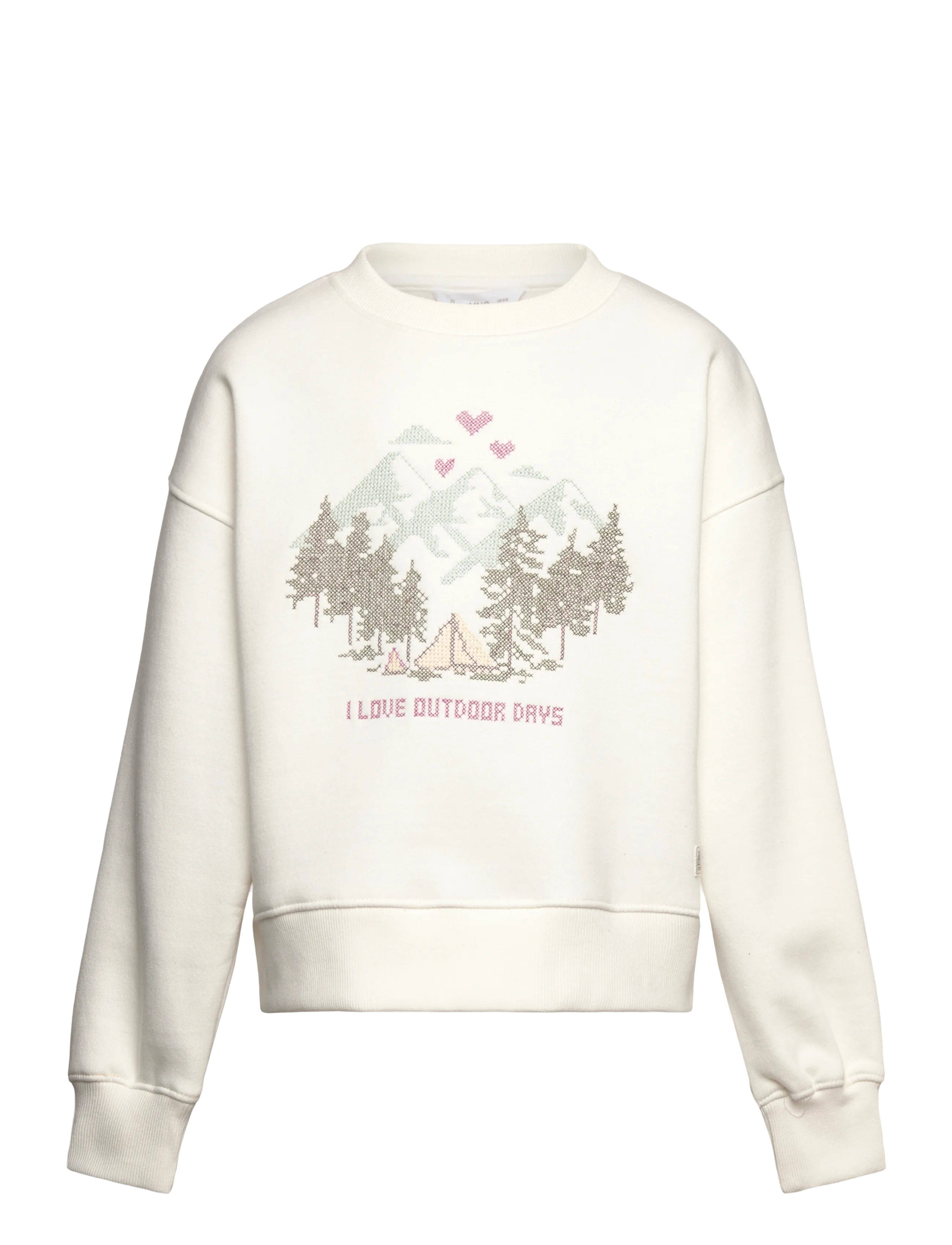 MANGO Bestickt Baumwolle Sweatshirt Weiß - 7-8 - Kinder