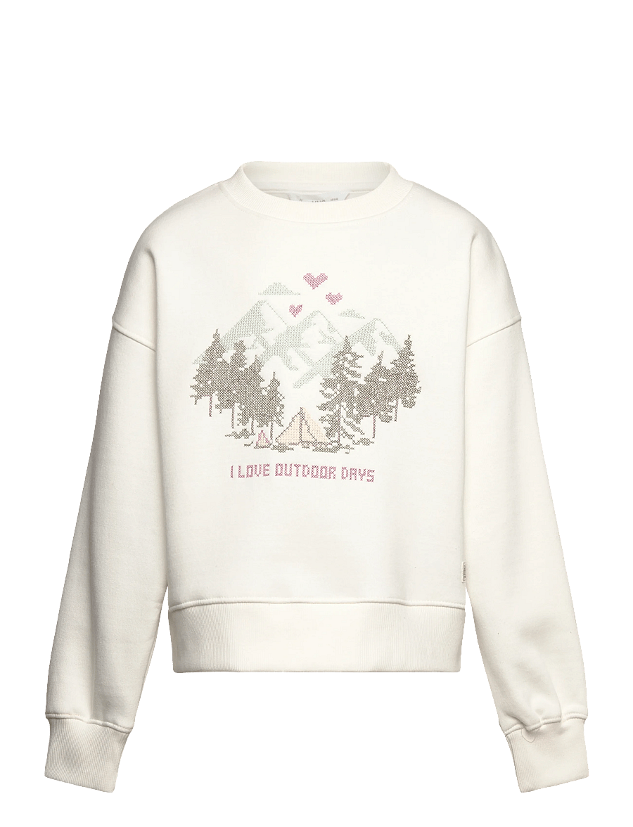 Mango - Embroidered cotton sweatshirt - sweatshirts - natural white - 1