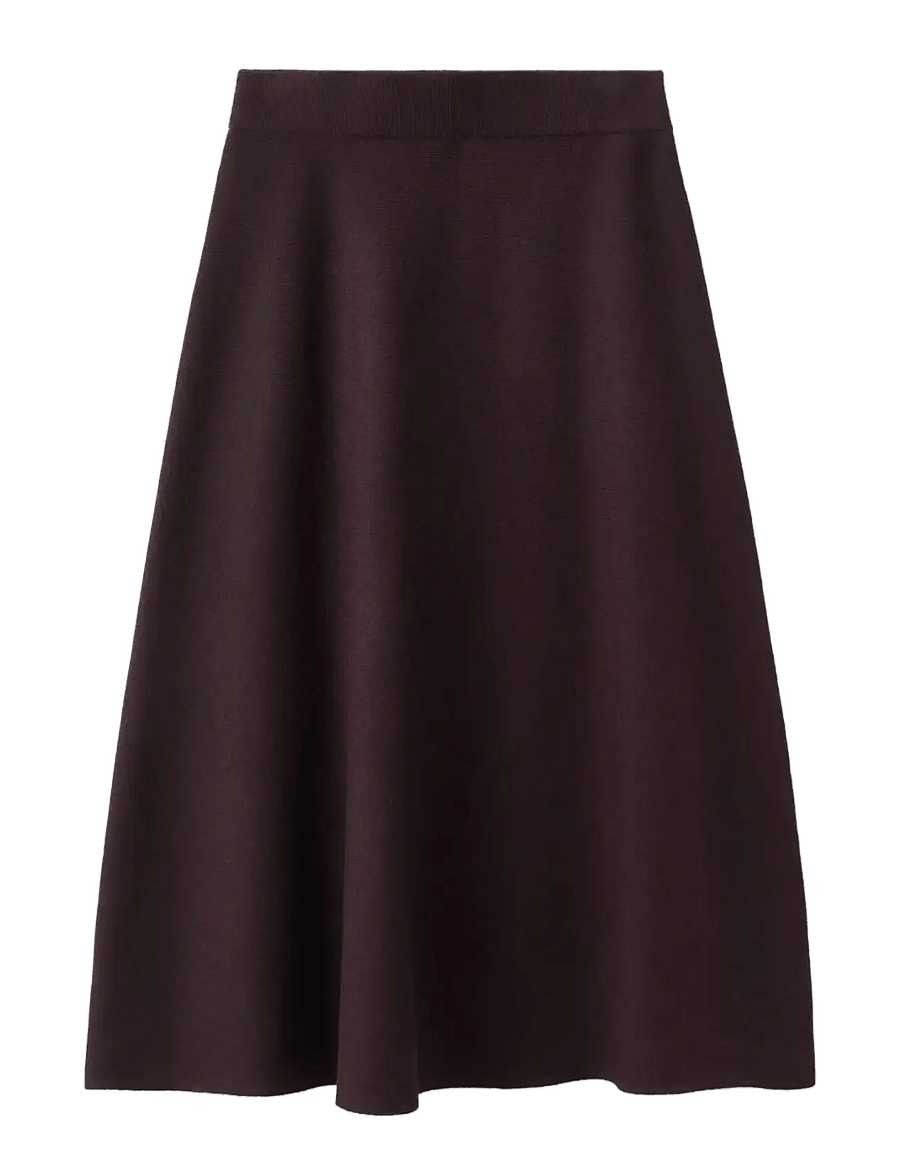 Mango - Wool-blend knitted skirt - stickade kjolar - dark red - 1
