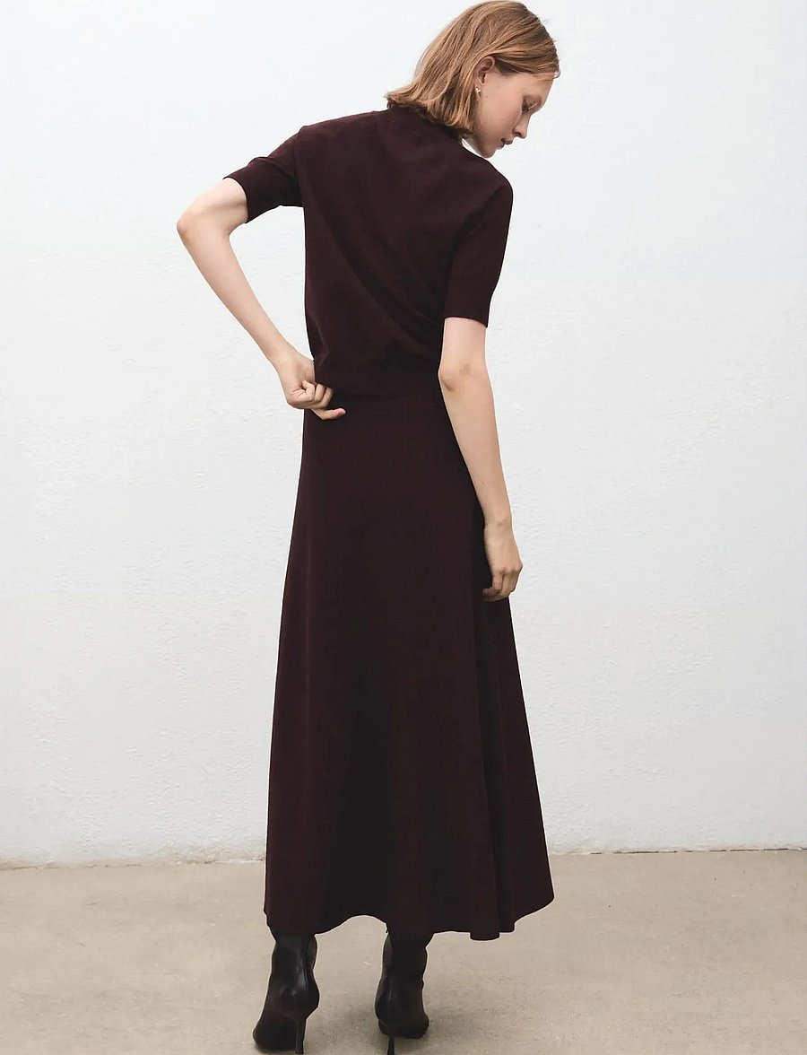Mango - Wool-blend knitted skirt - stickade kjolar - dark red - 2