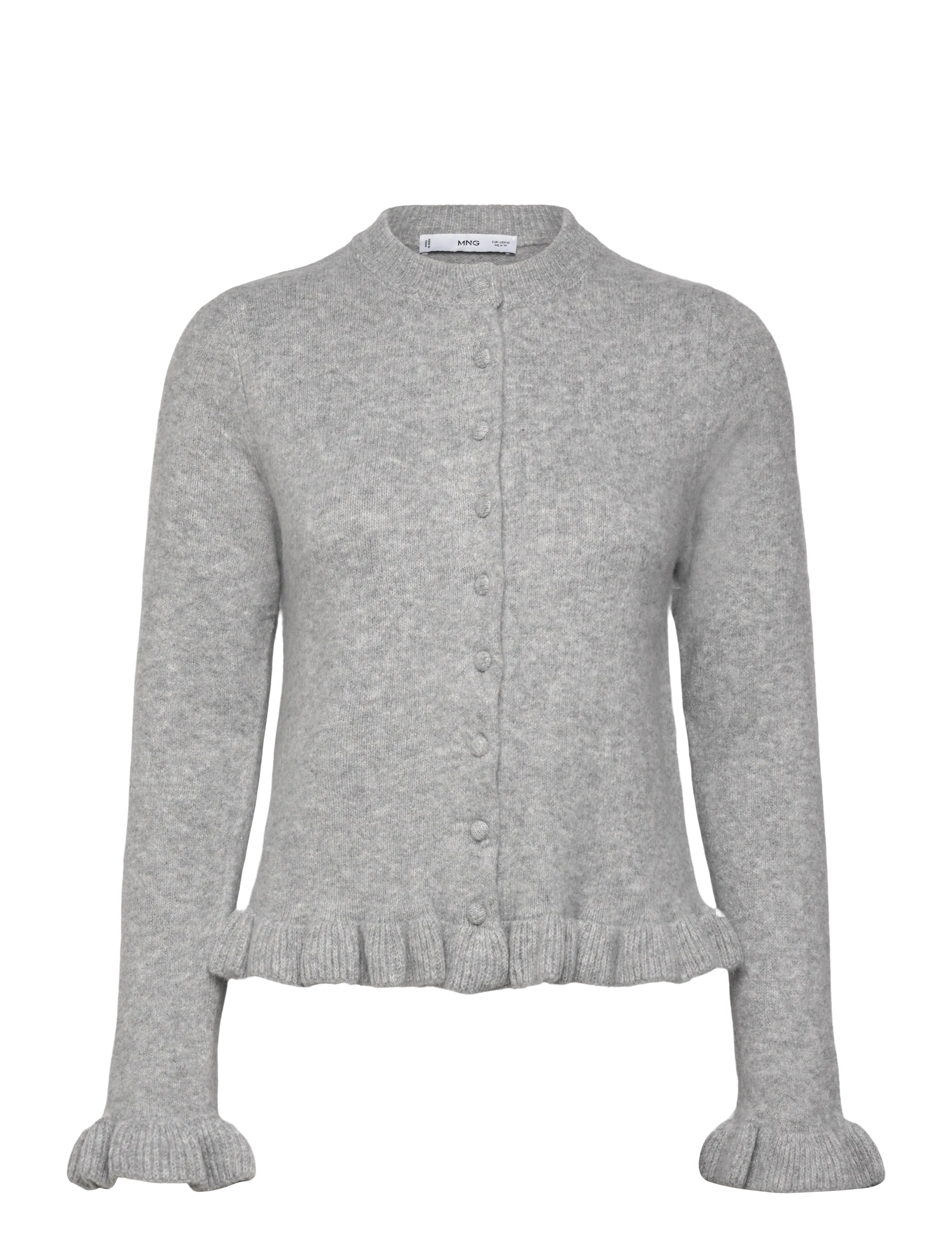 Mango Ruffle  knit cardigan - Strickmode - MEDIUM GREY / grey