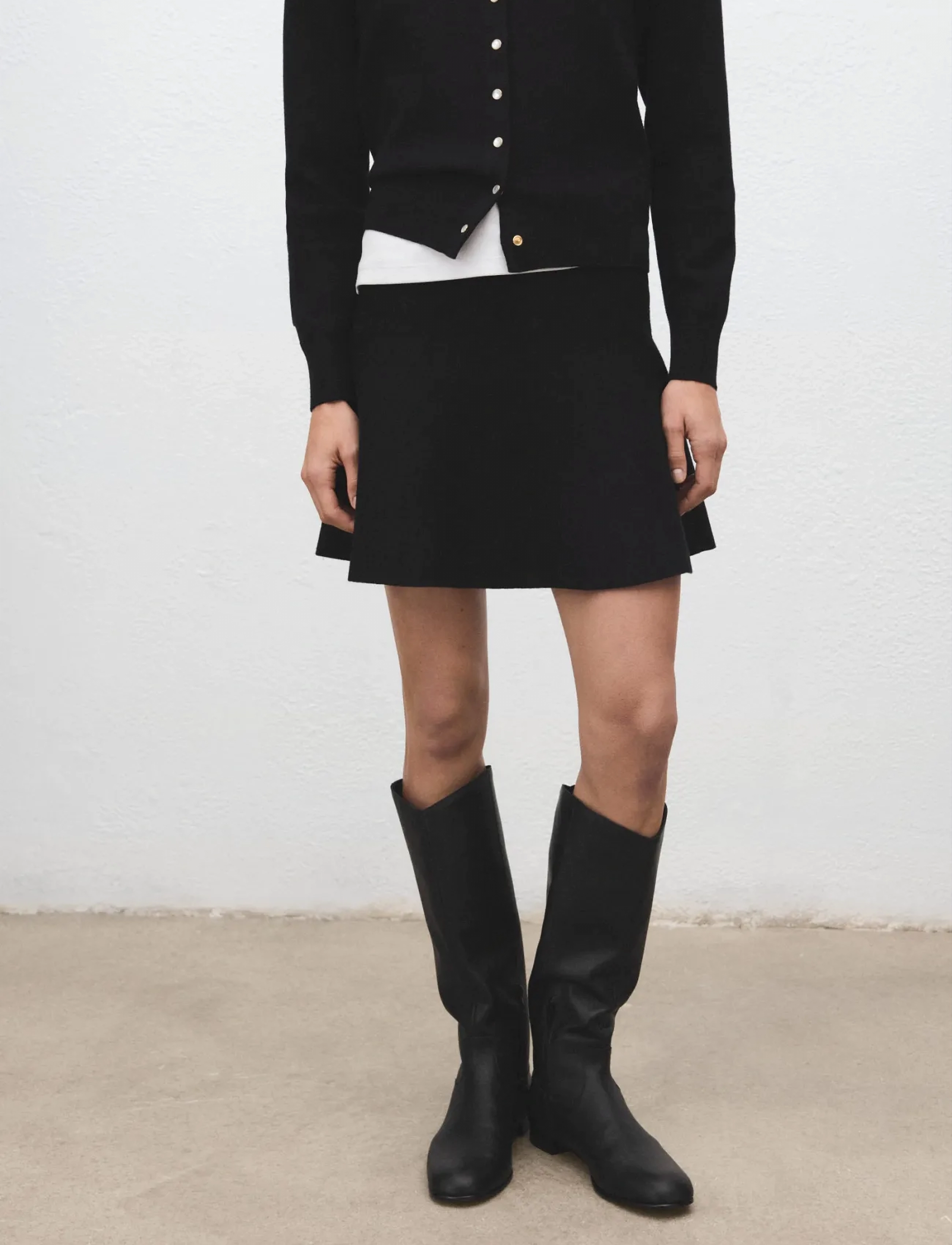 Mango Flared knitted skirt - Kjolar - BLACK / black