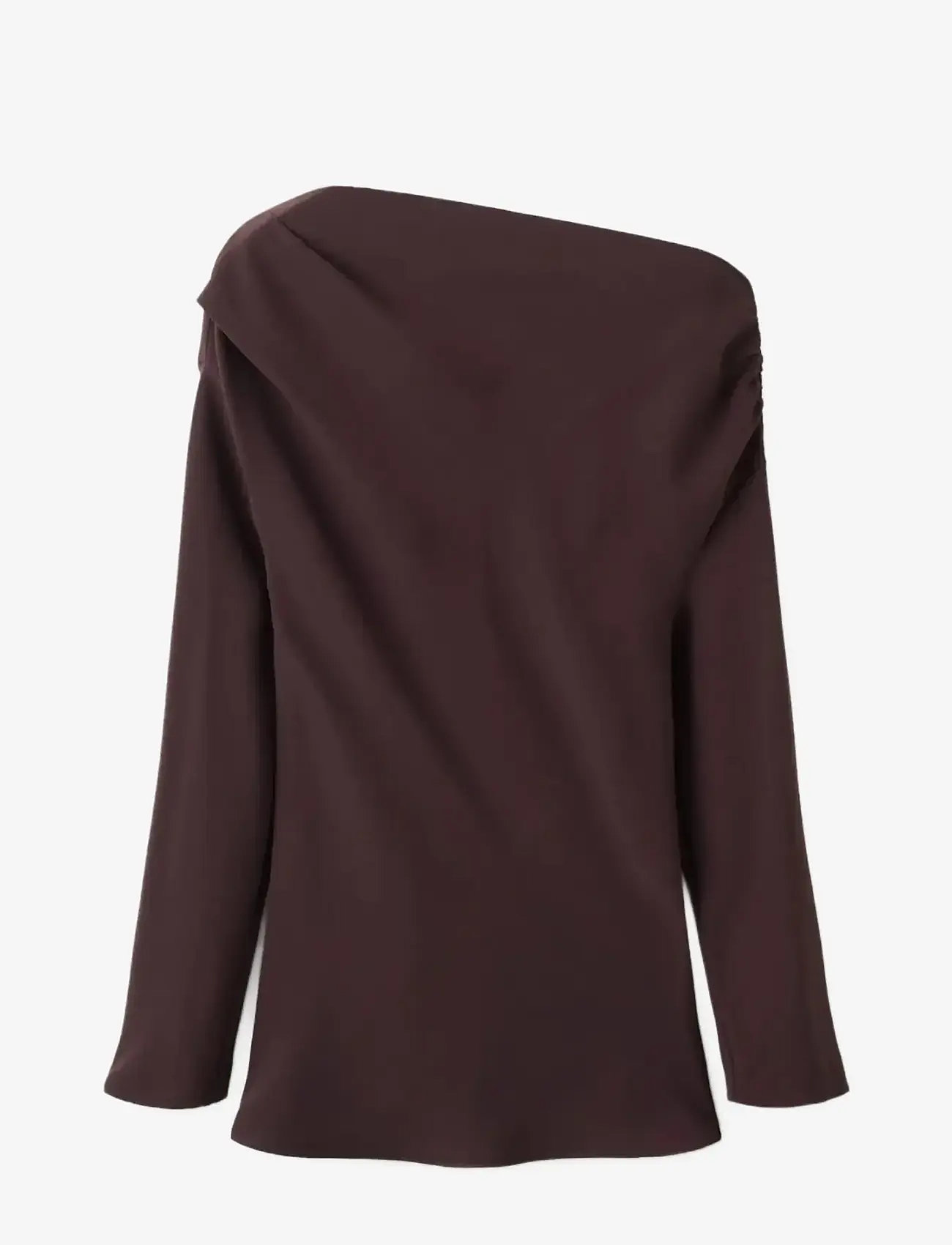 Mango - Blouse with asymmetrical neckline - langærmede bluser - brown - 1