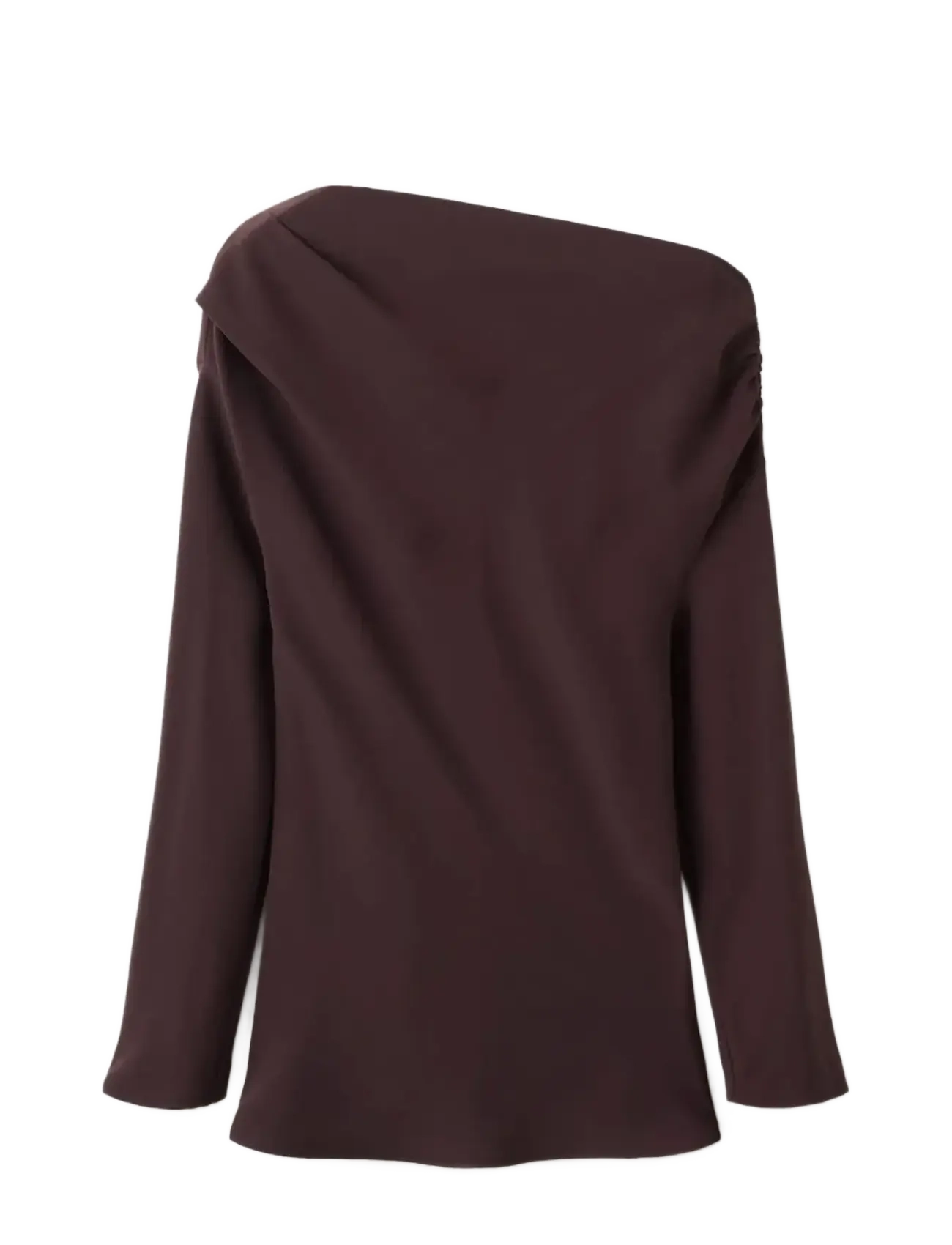 Blouse with asymmetrical neckline - BROWN