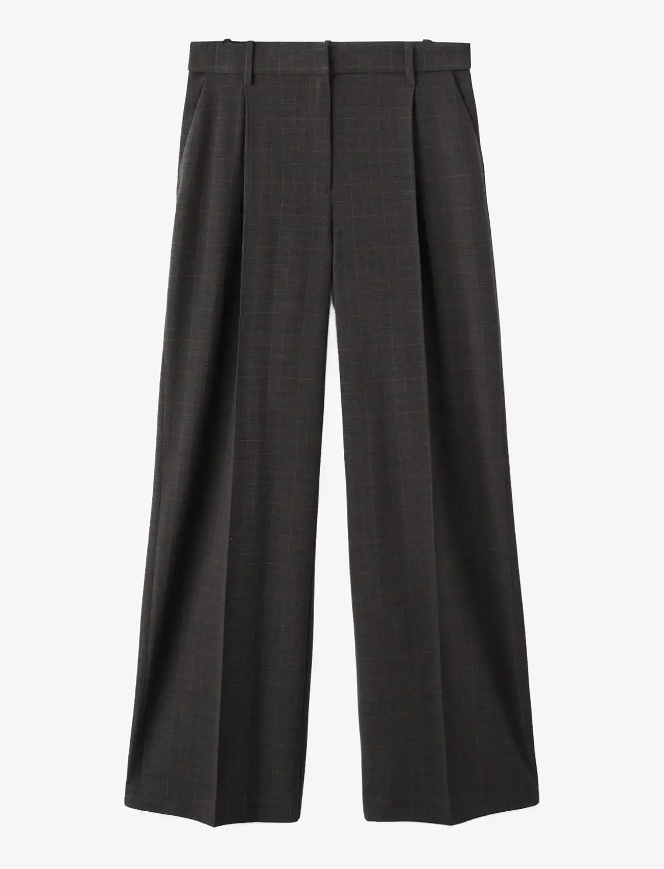 Mango - Check pleated trousers - bukser med brede ben - brown - 1