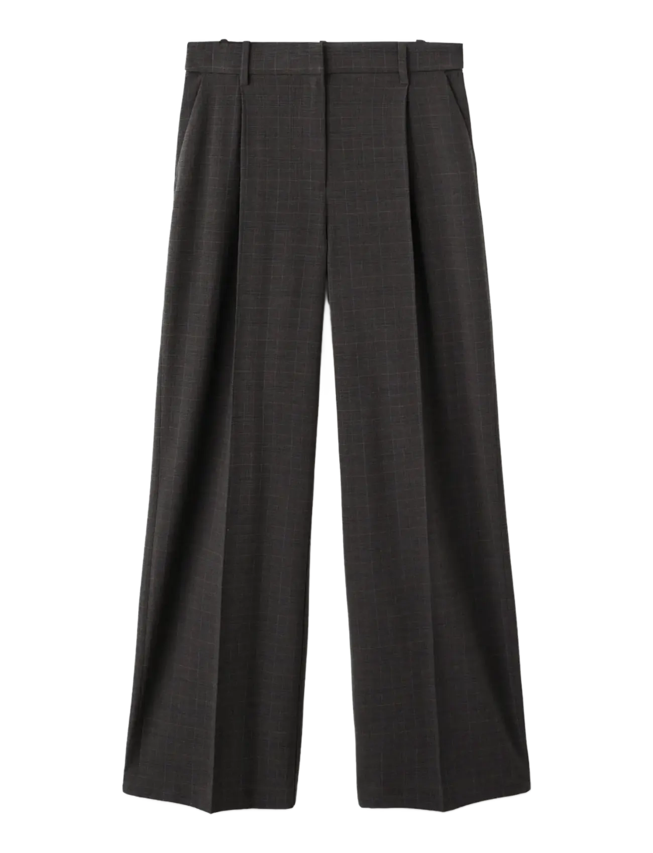 Check pleated trousers - BROWN