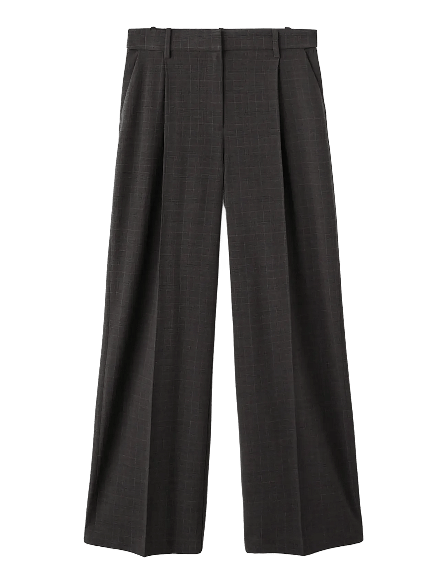 Mango - Check pleated trousers - hosen mit weitem bein - brown - 1