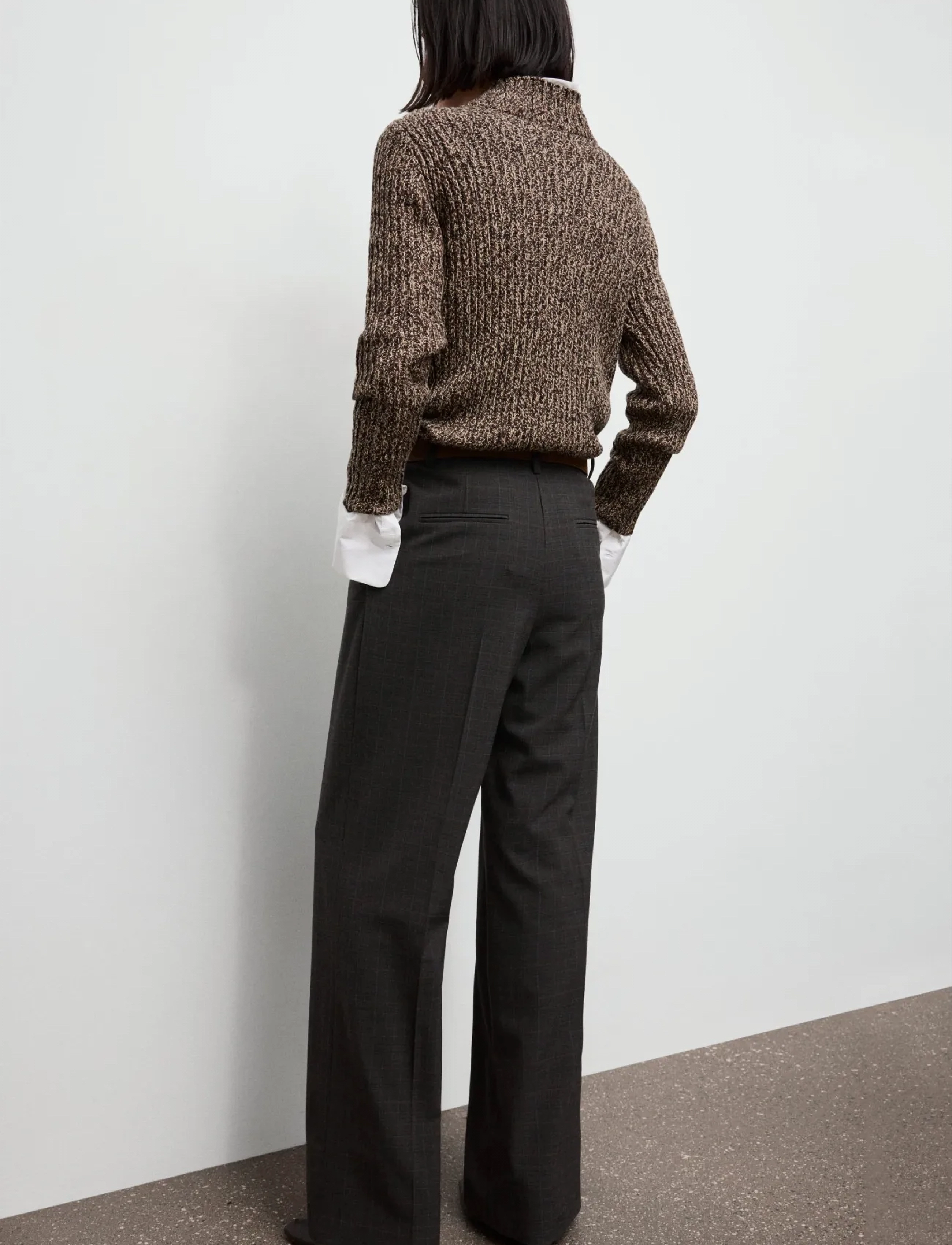 Mango - Check pleated trousers - bukser med brede ben - brown - 2