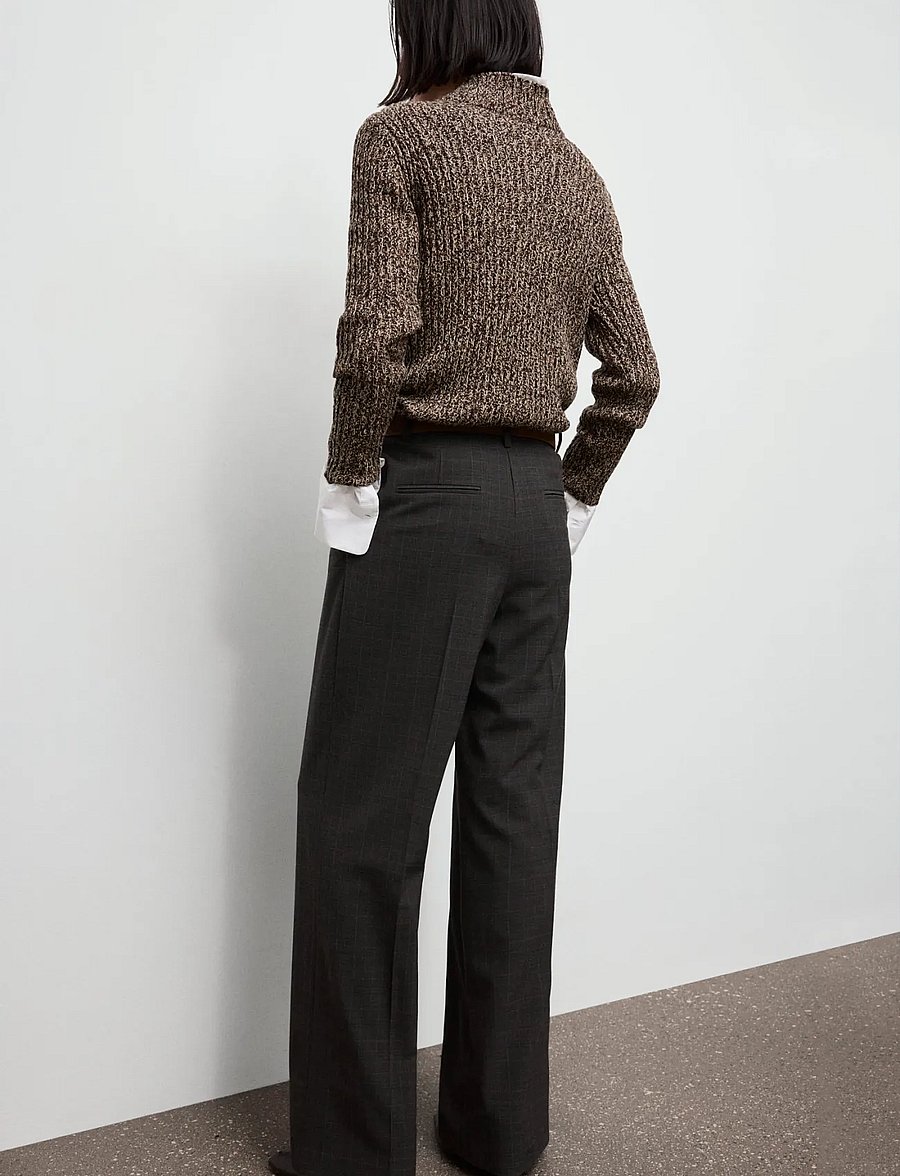 Mango - Check pleated trousers - hosen mit weitem bein - brown - 2