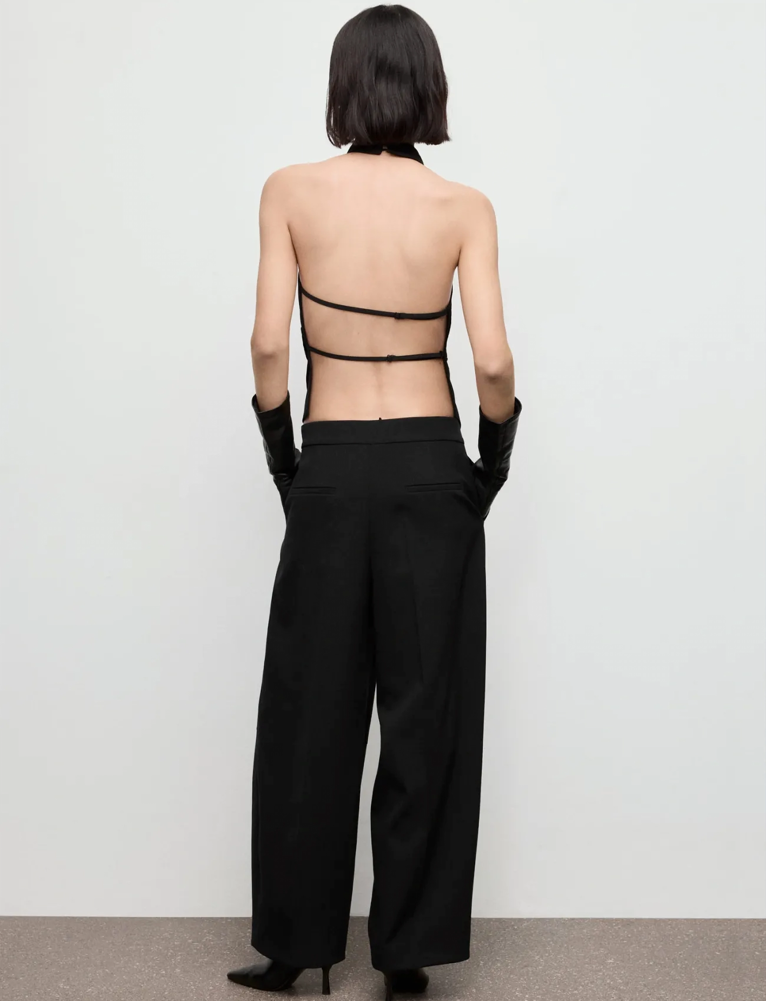 Mango - Halter top with open back - black - 2