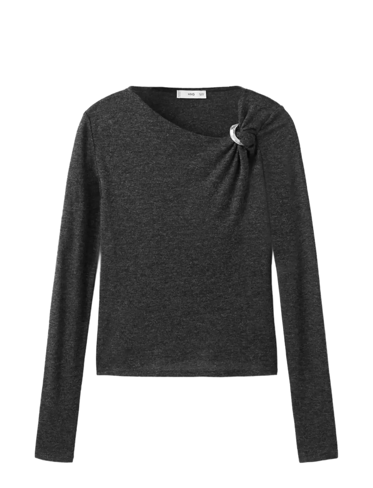MANGO Metal Detail T-Shirt Grau - L - Damen