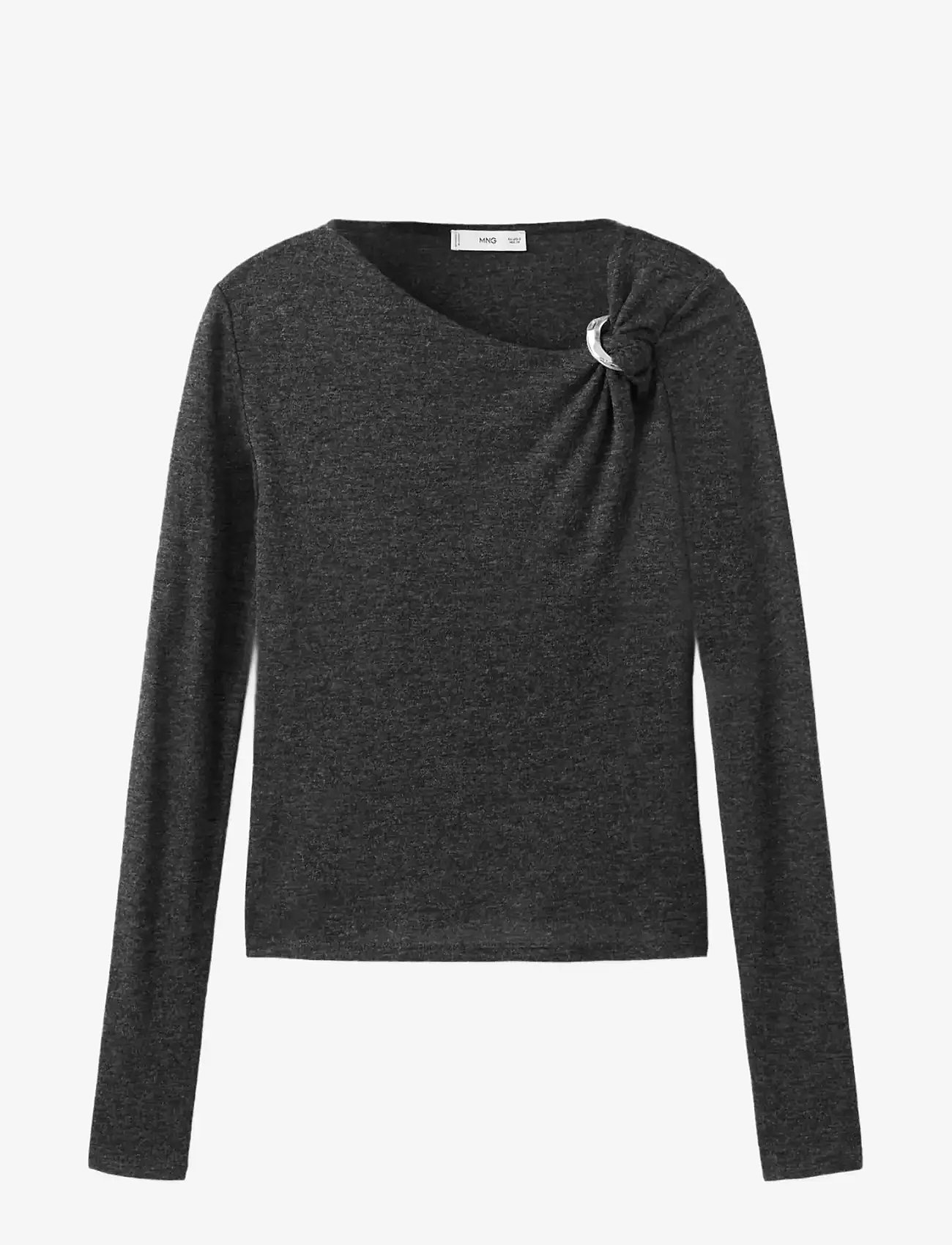 Mango - Metal detail T-shirt - langärmlige blusen - grey - 1