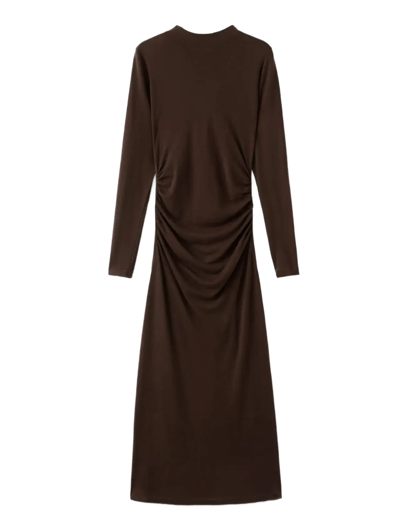 Mango Perkins-neck knitted dress - Shop under 400kr - DARK BROWN / brown