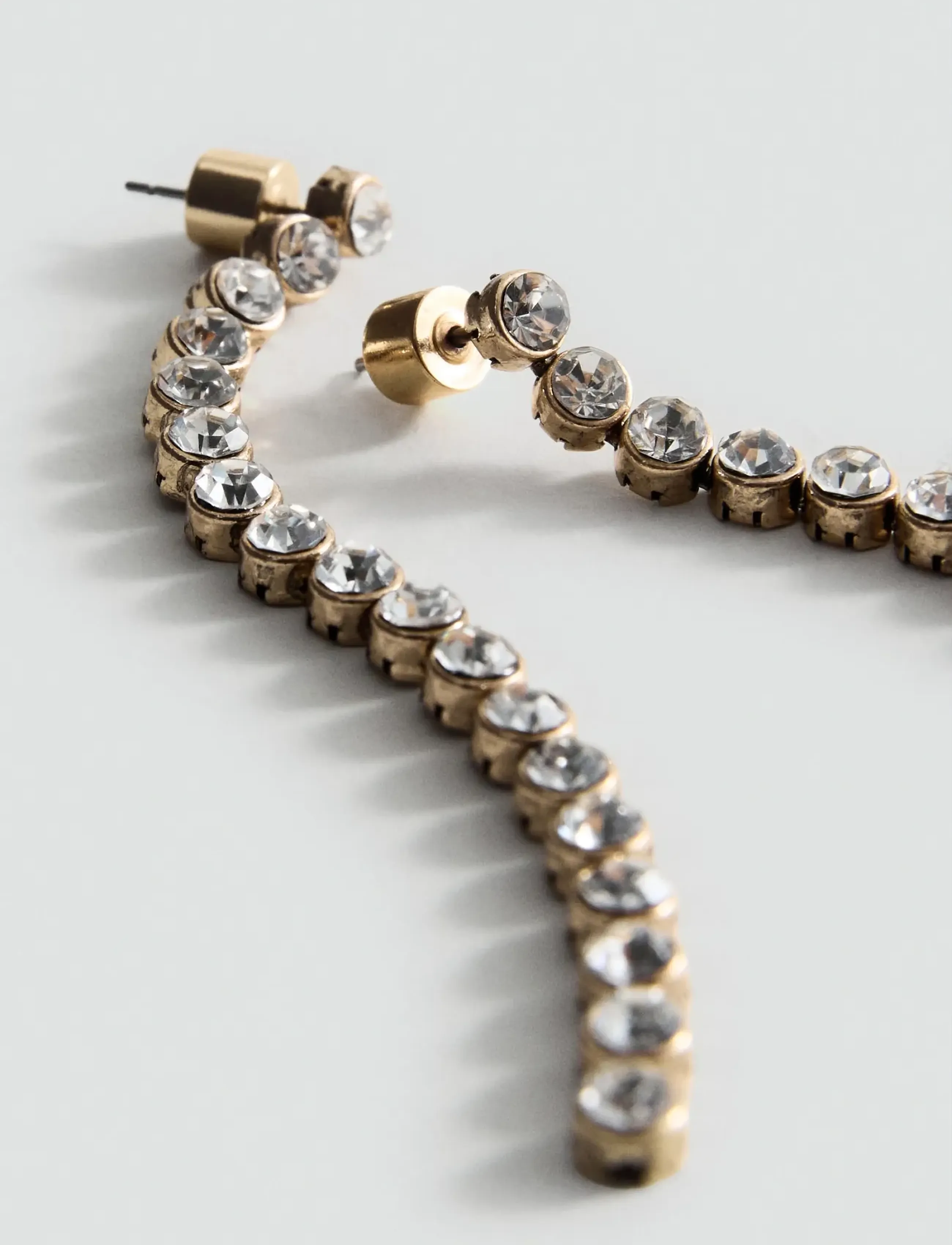 Mango Long crystal earrings - Mango - GOLD / gold