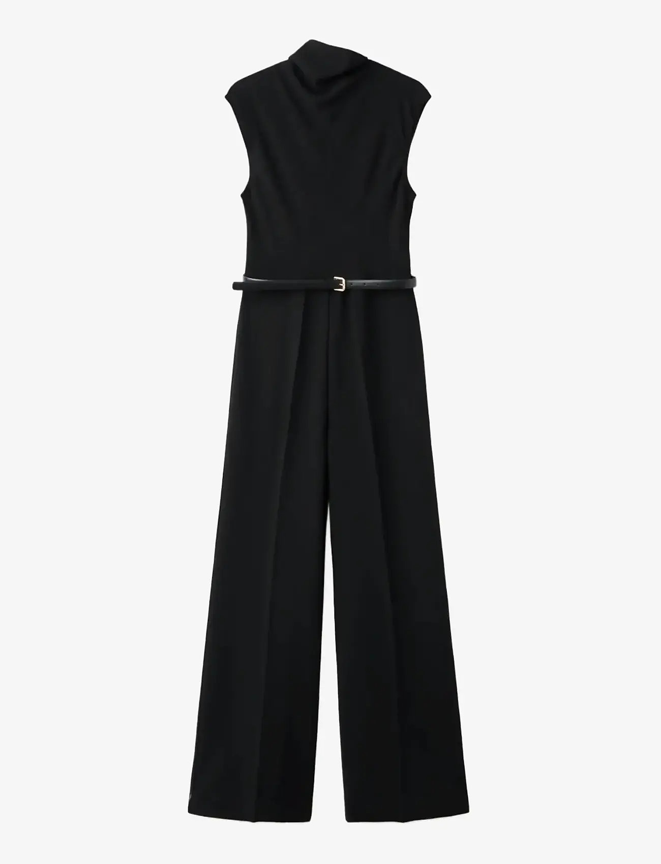 Mango - Jumpsuit with draped neck and belt - jumpsuits - black - 1