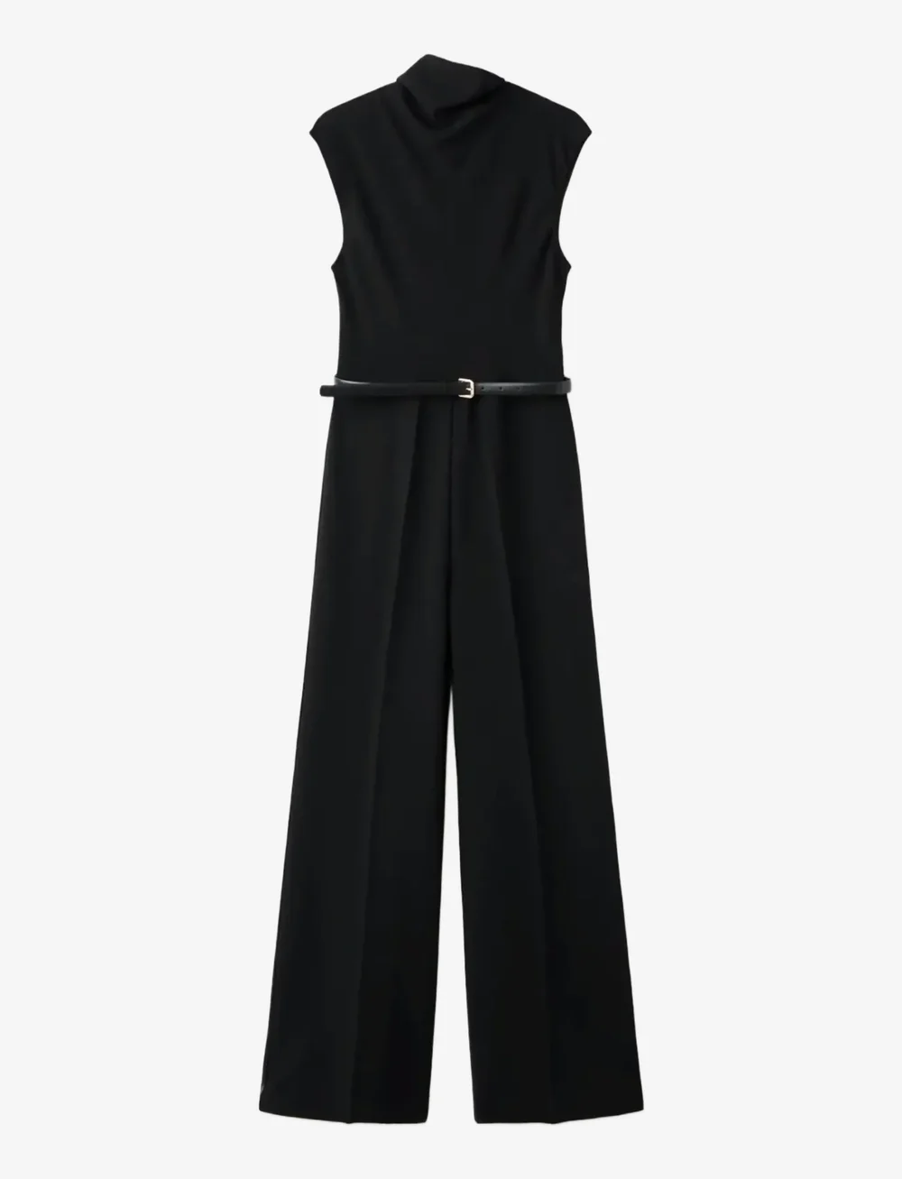 Mango - Jumpsuit with draped neck and belt - jumpsuits - black - 1