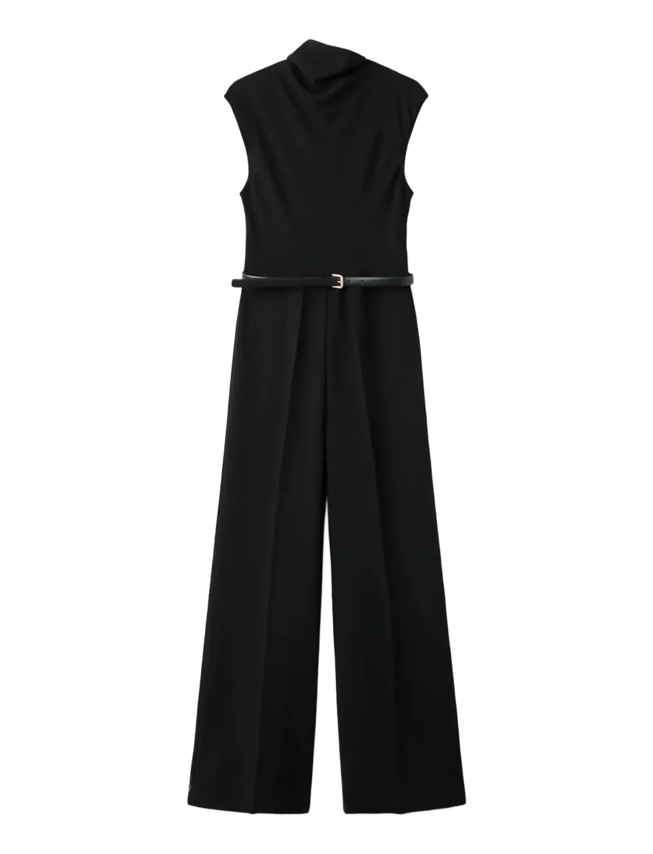 Mango - Jumpsuit with draped neck and belt - jumpsuits - black - 1