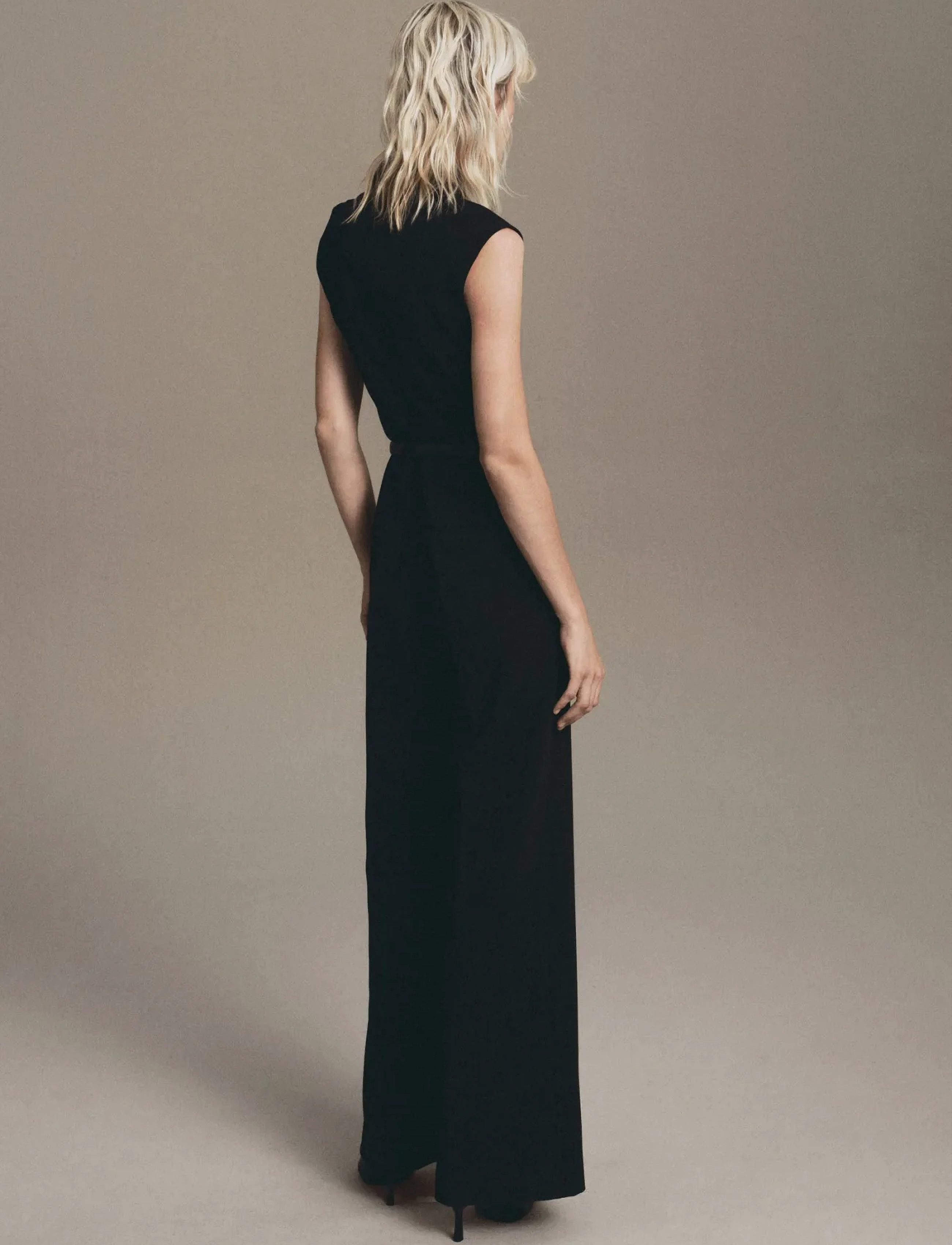 Mango - Jumpsuit with draped neck and belt - jumpsuits - black - 2