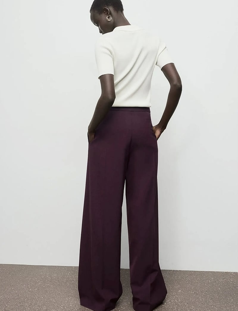 Mango - Pleated wide leg trousers - hosen mit weitem bein - dark red - 3