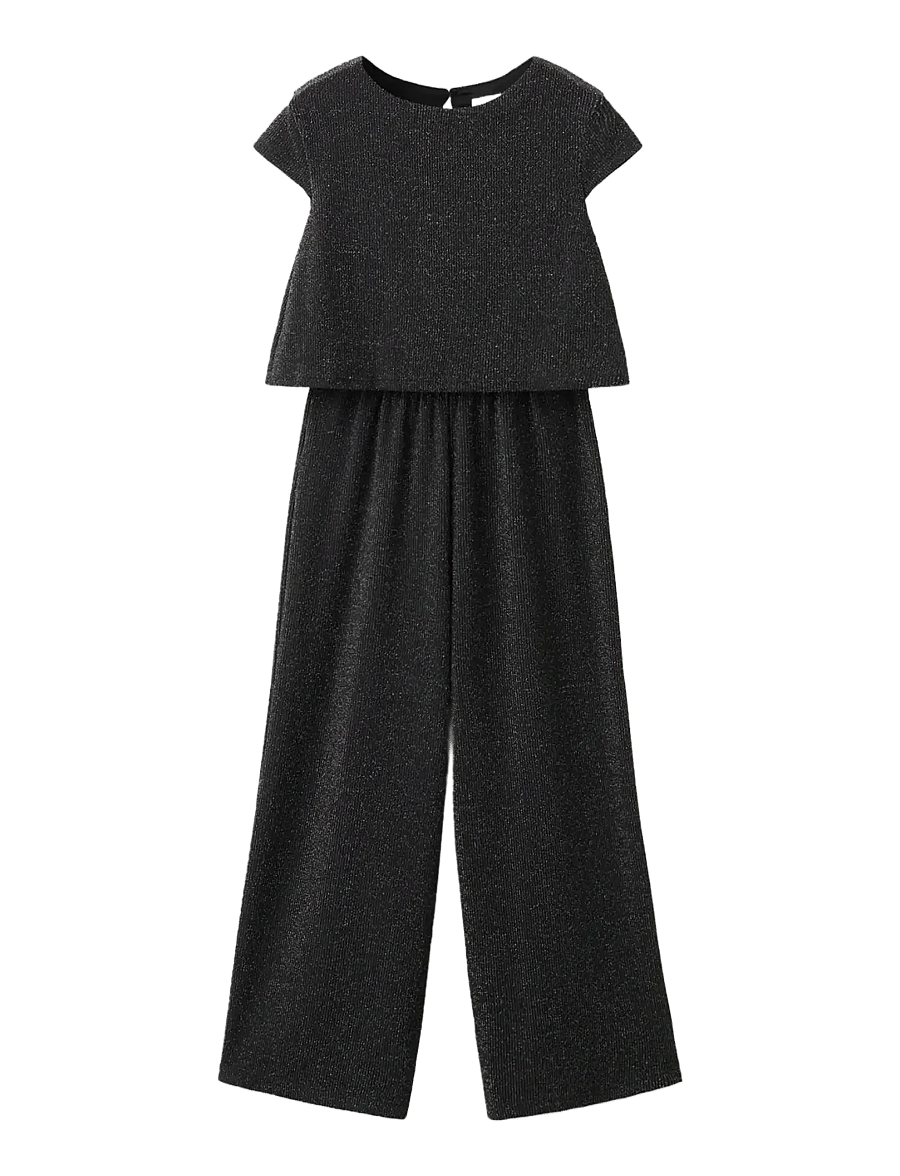 Mango - Lurex long jumpsuit - buksedragter - black - 1