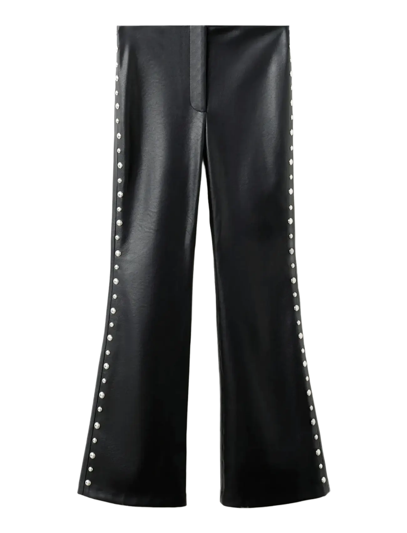 Studded faux-leather trousers - BLACK