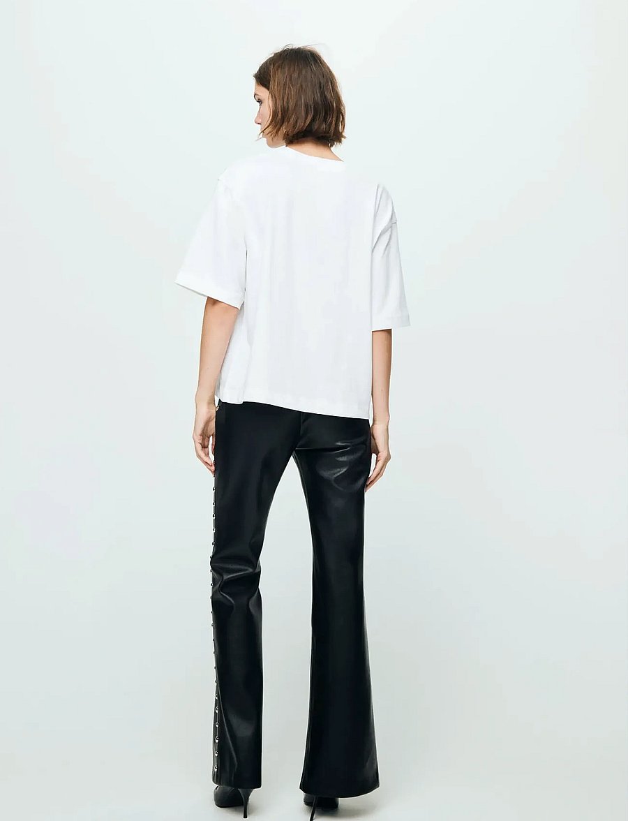 Mango - Studded faux-leather trousers - flare bukser - black - 2
