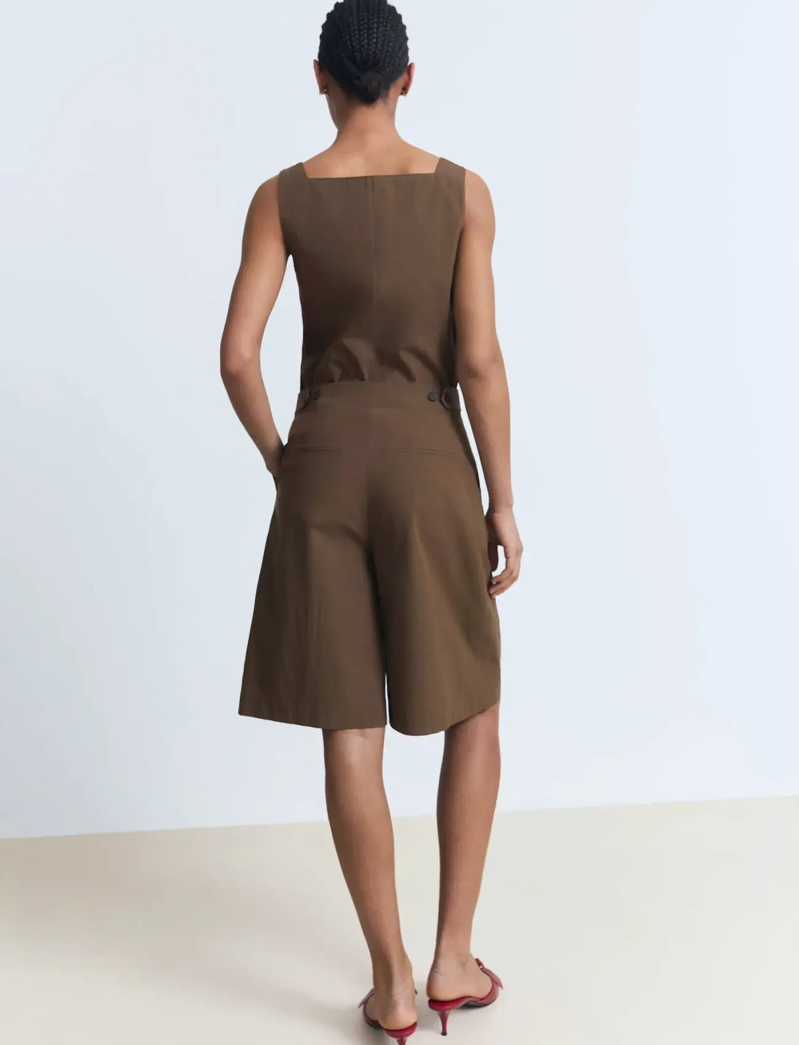 Mango - Cotton suit bermuda shorts - brown - 3