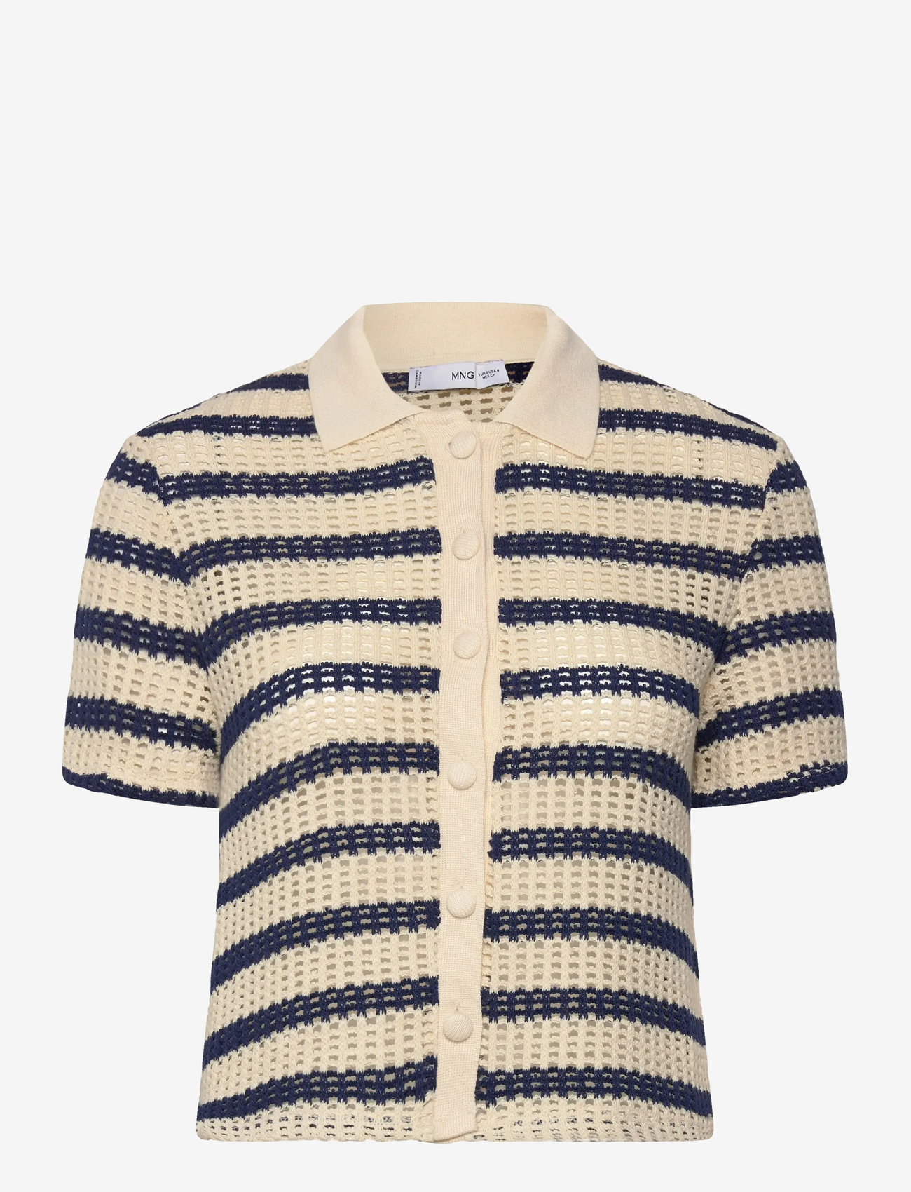 Mango - Short sleeve striped cardigan - efterårstøj - navy - 0