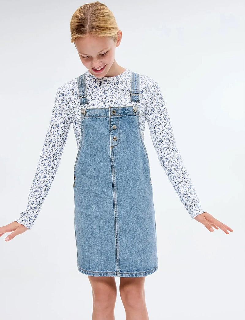 Mango - Short denim pinafore - overallkjoler - open blue - 0