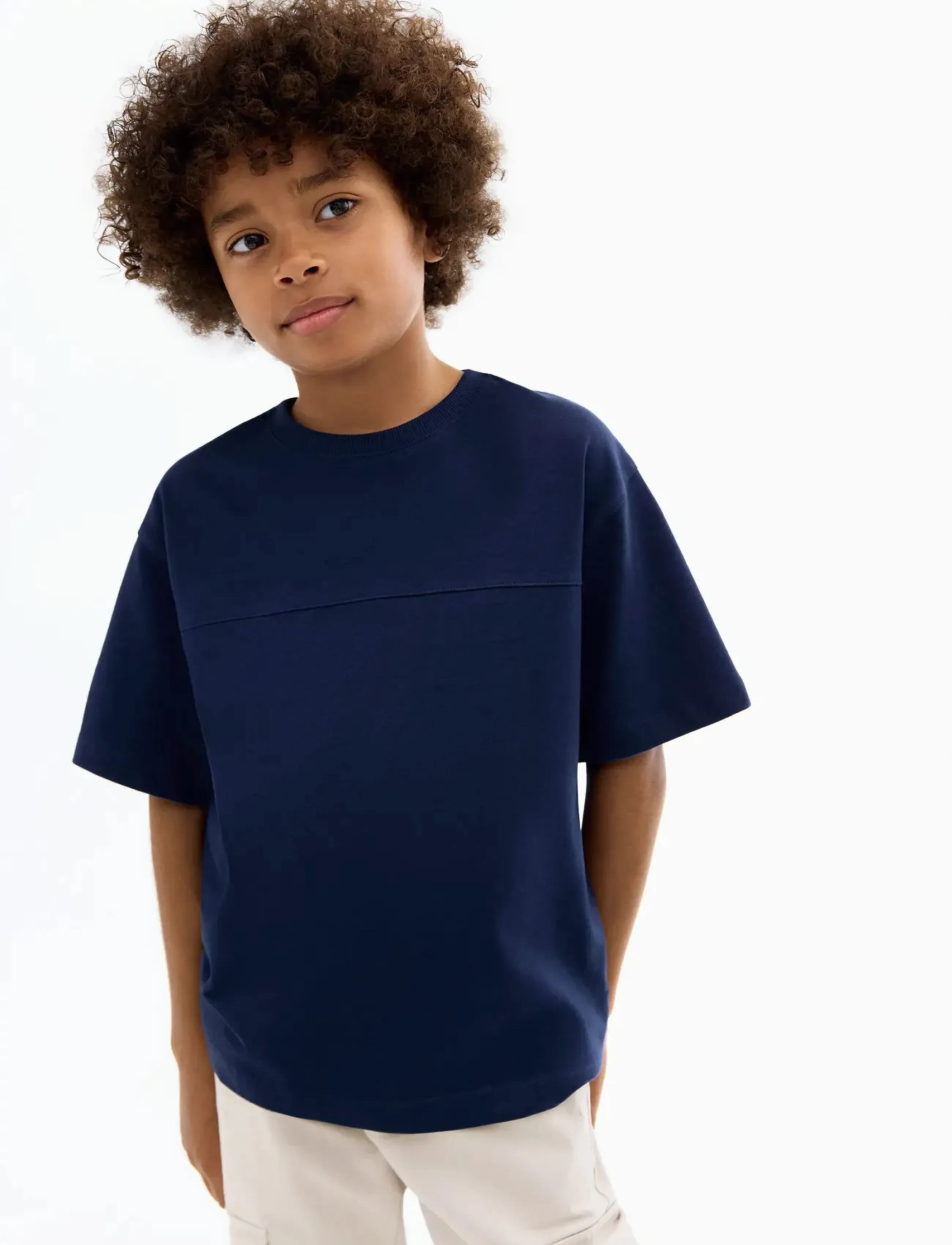 Mango Seam detail T-shirt - Mango - NAVY / navy
