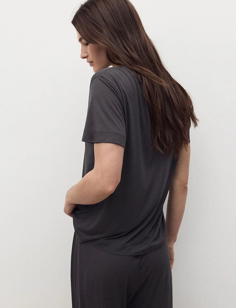 Mango - Short-sleeved micro-modal pyjama top - oberteile - charcoal - 2