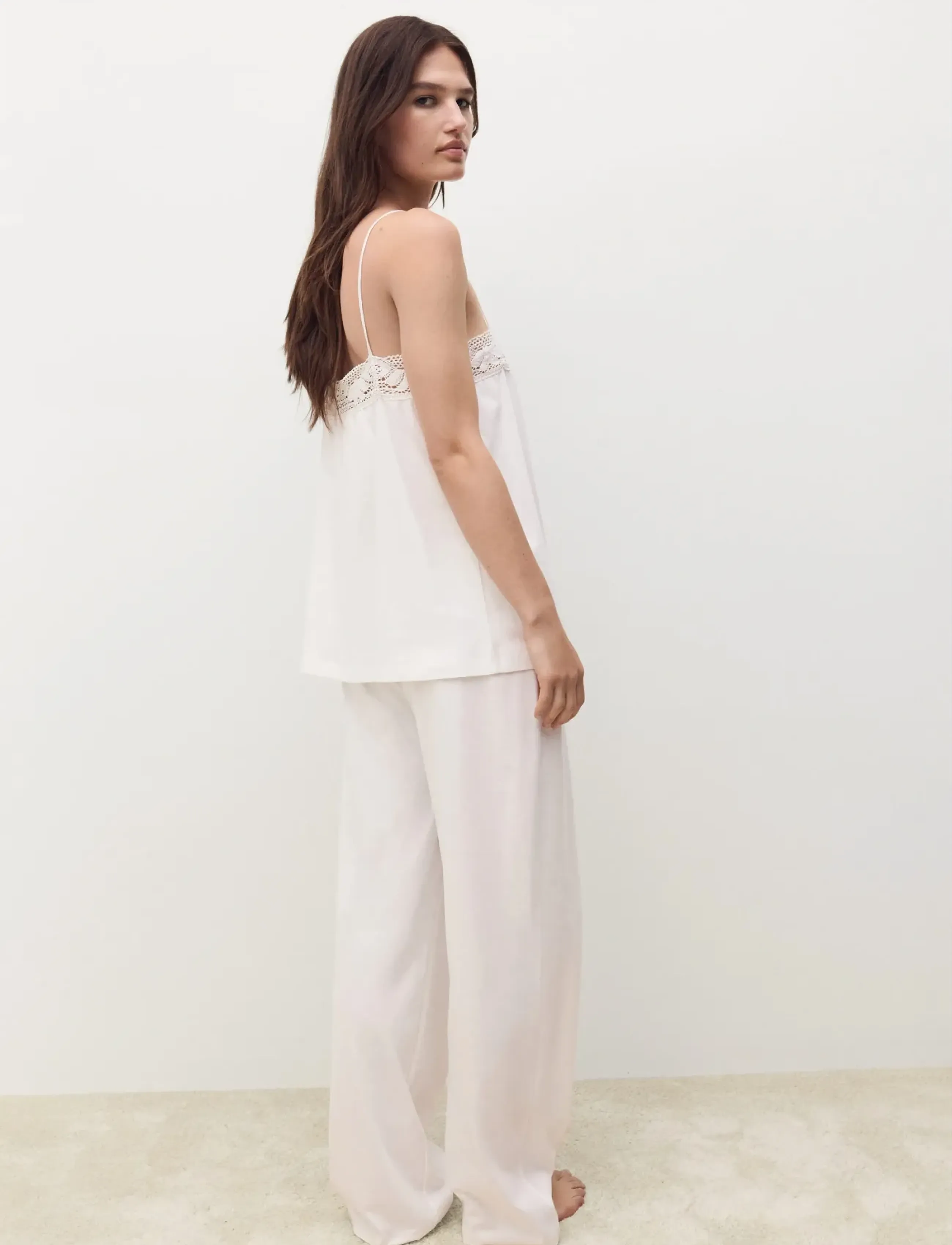 Mango - Long cotton pyjama trousers - alhaisimmat hinnat - white - 2